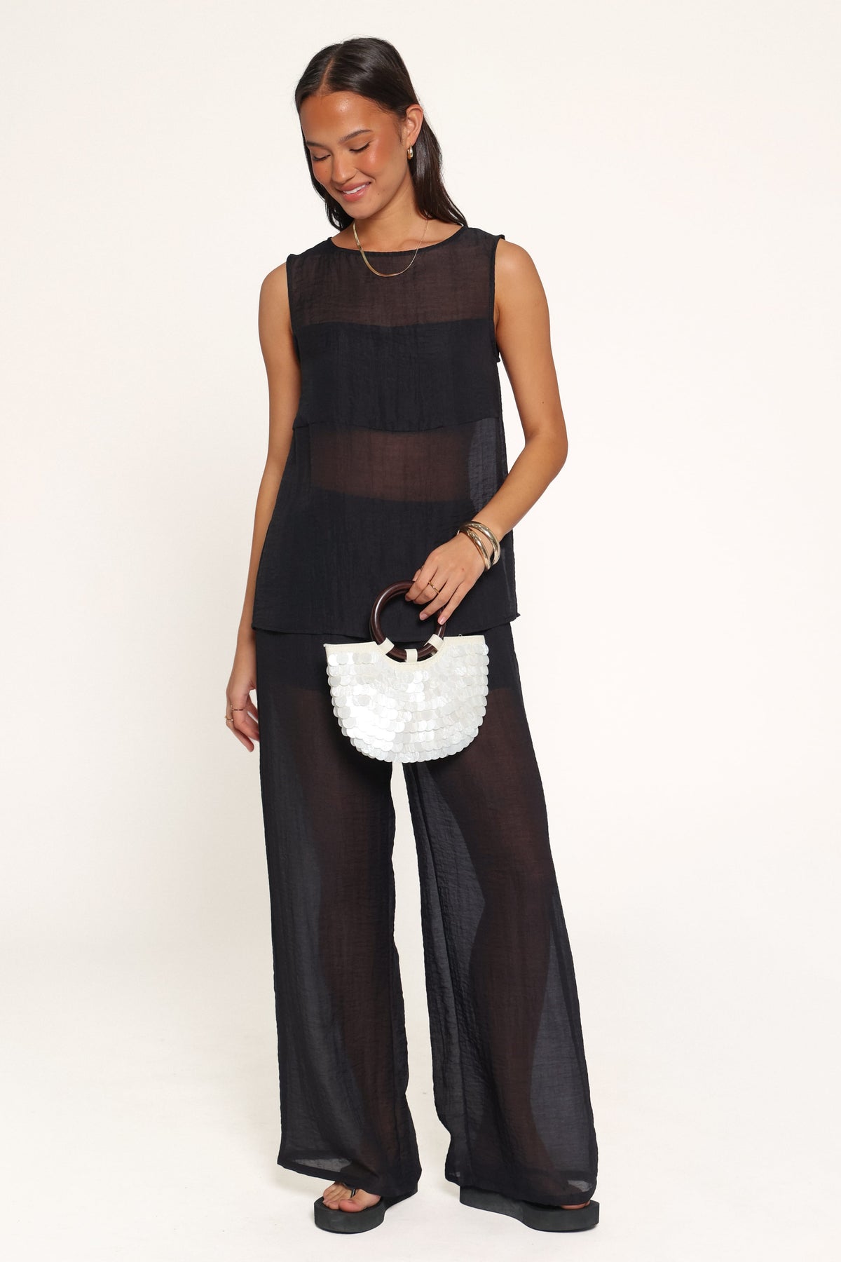 BOTTOMS Vayla Sheer Pant - Black