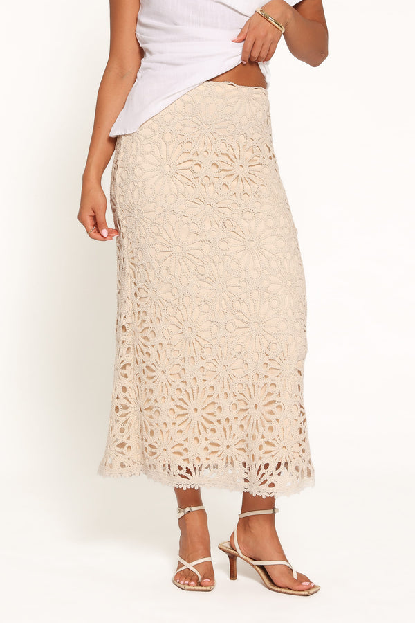 BOTTOMS Vesela Crochet Maxi Skirt - Natural