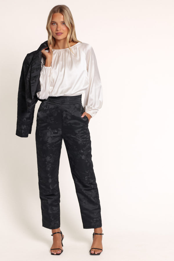 BOTTOMS Welsie Tailored Pant - Black Jacquard