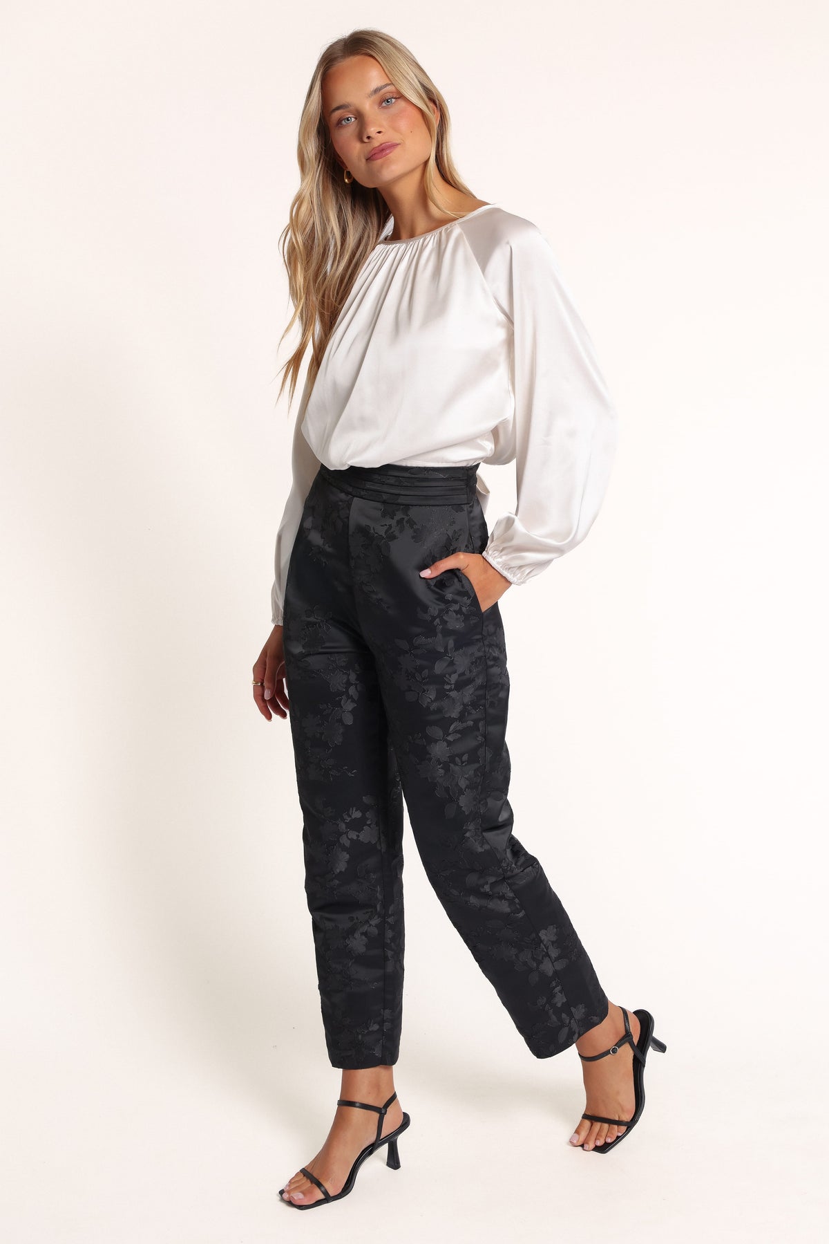 BOTTOMS Welsie Tailored Pant - Black Jacquard