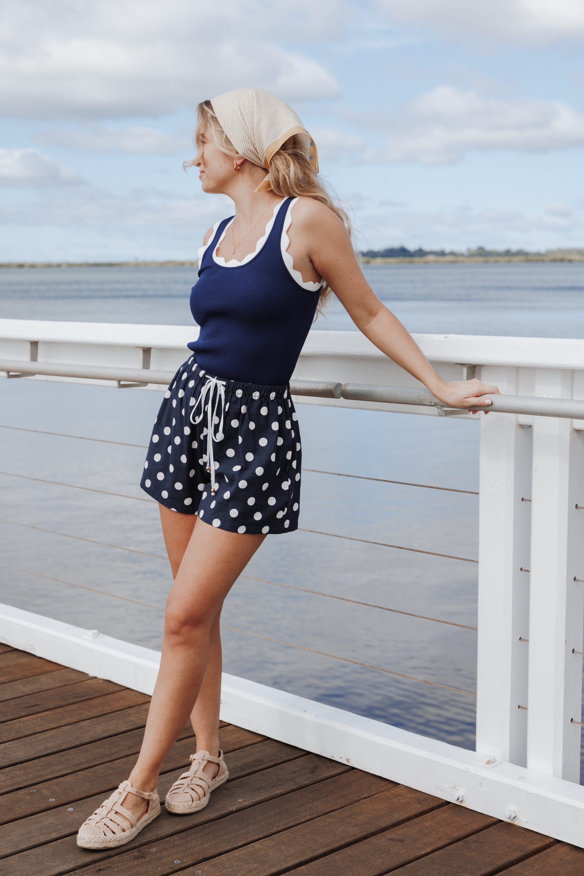 BOTTOMS Wren Short - Navy Polka Dot