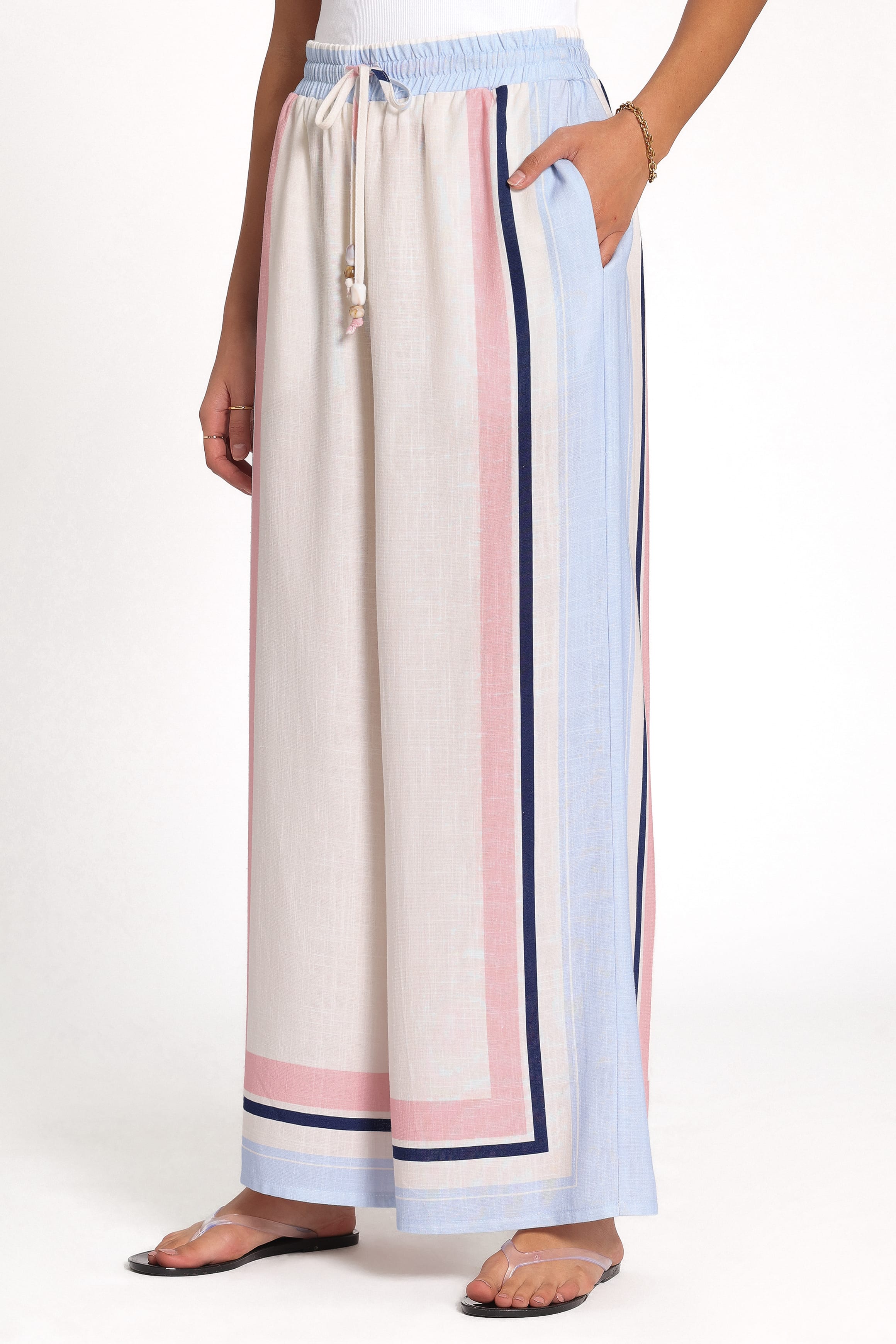 BOTTOMS Zalia Wide Leg Pants - Pink/Blue Stripe