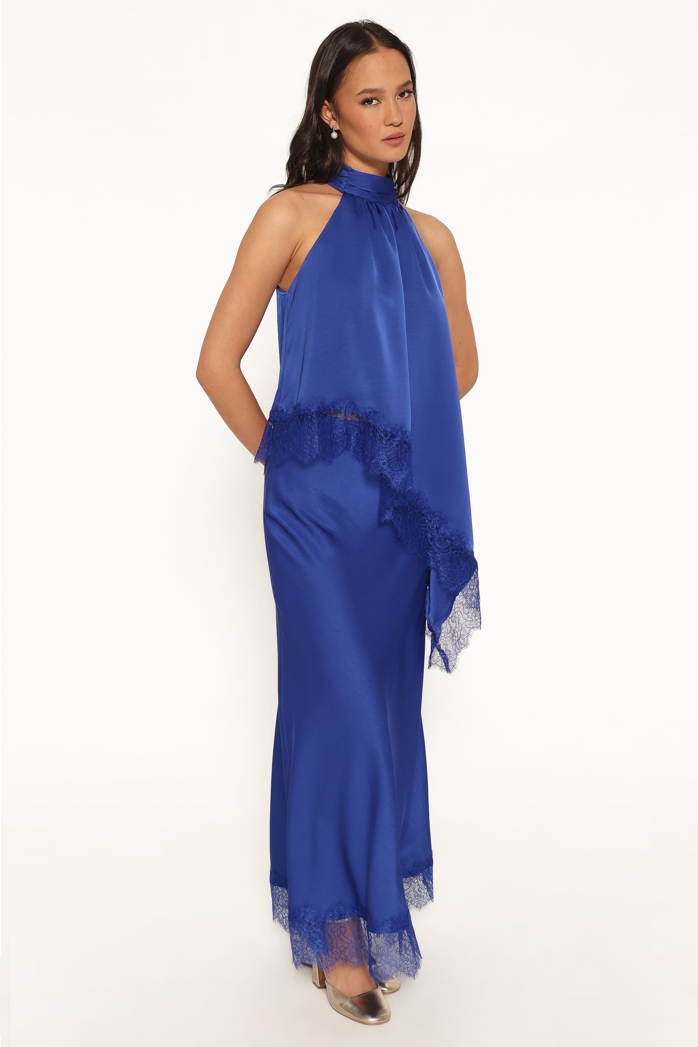 BOTTOMS Zarni Lace Trim Maxi Skirt - Lapis Blue