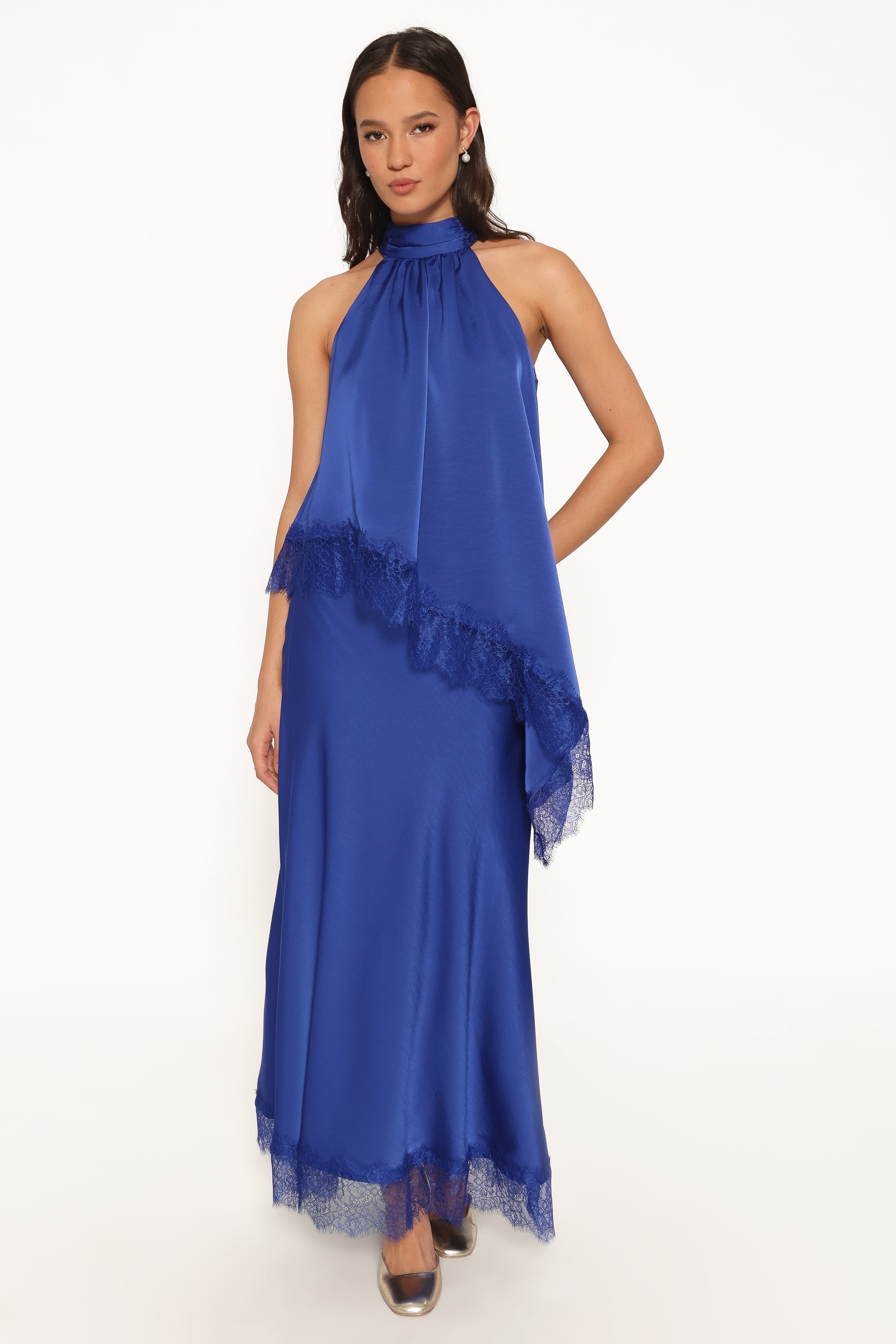 BOTTOMS Zarni Lace Trim Maxi Skirt - Lapis Blue