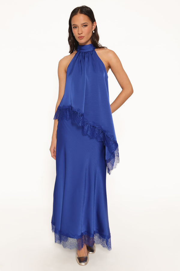 BOTTOMS Zarni Lace Trim Maxi Skirt - Lapis Blue
