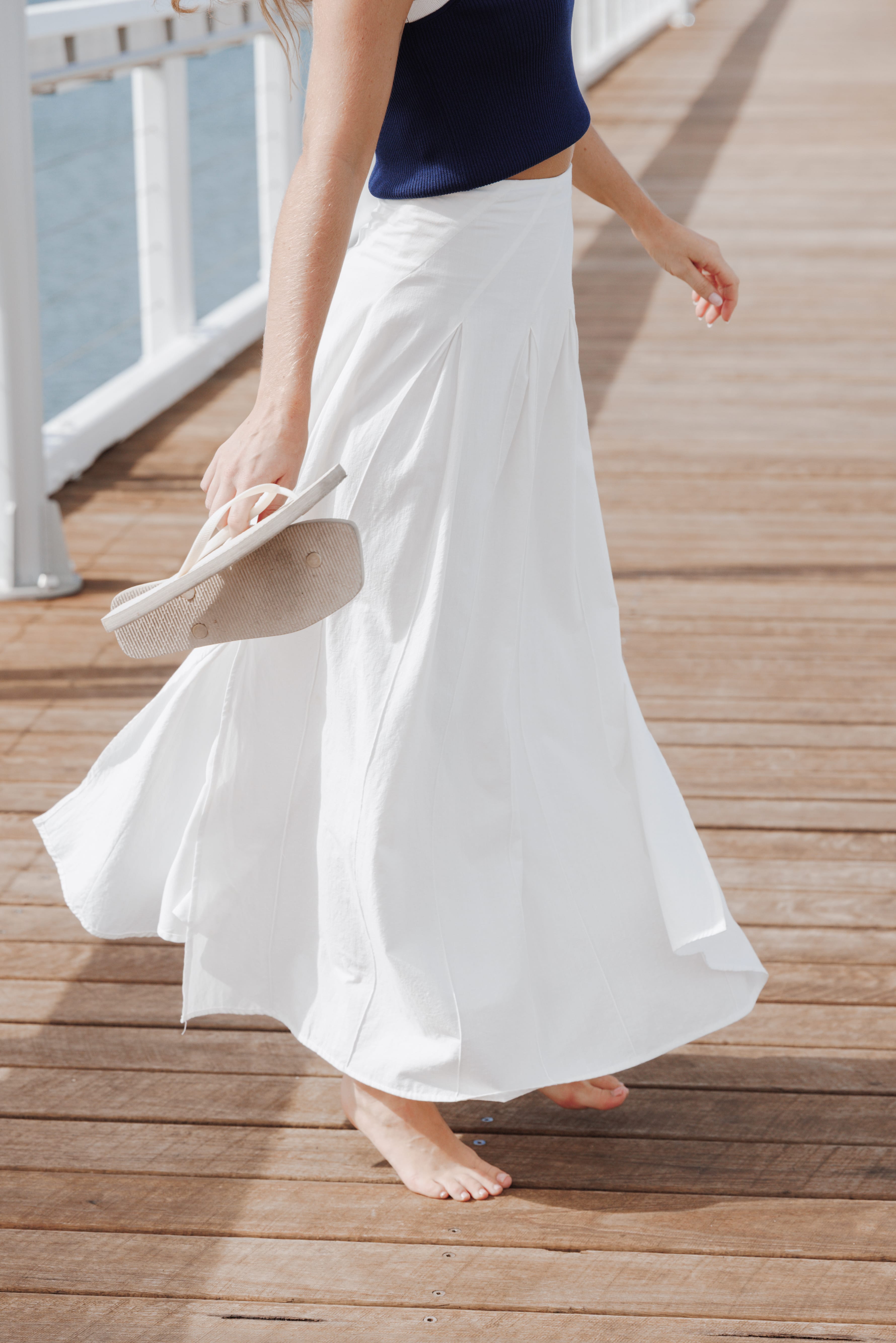 FREY フレイ DOUBLE POCKET SKIRT ホワイト Zoey Maxi Skirt - White | Petal & Pup USA