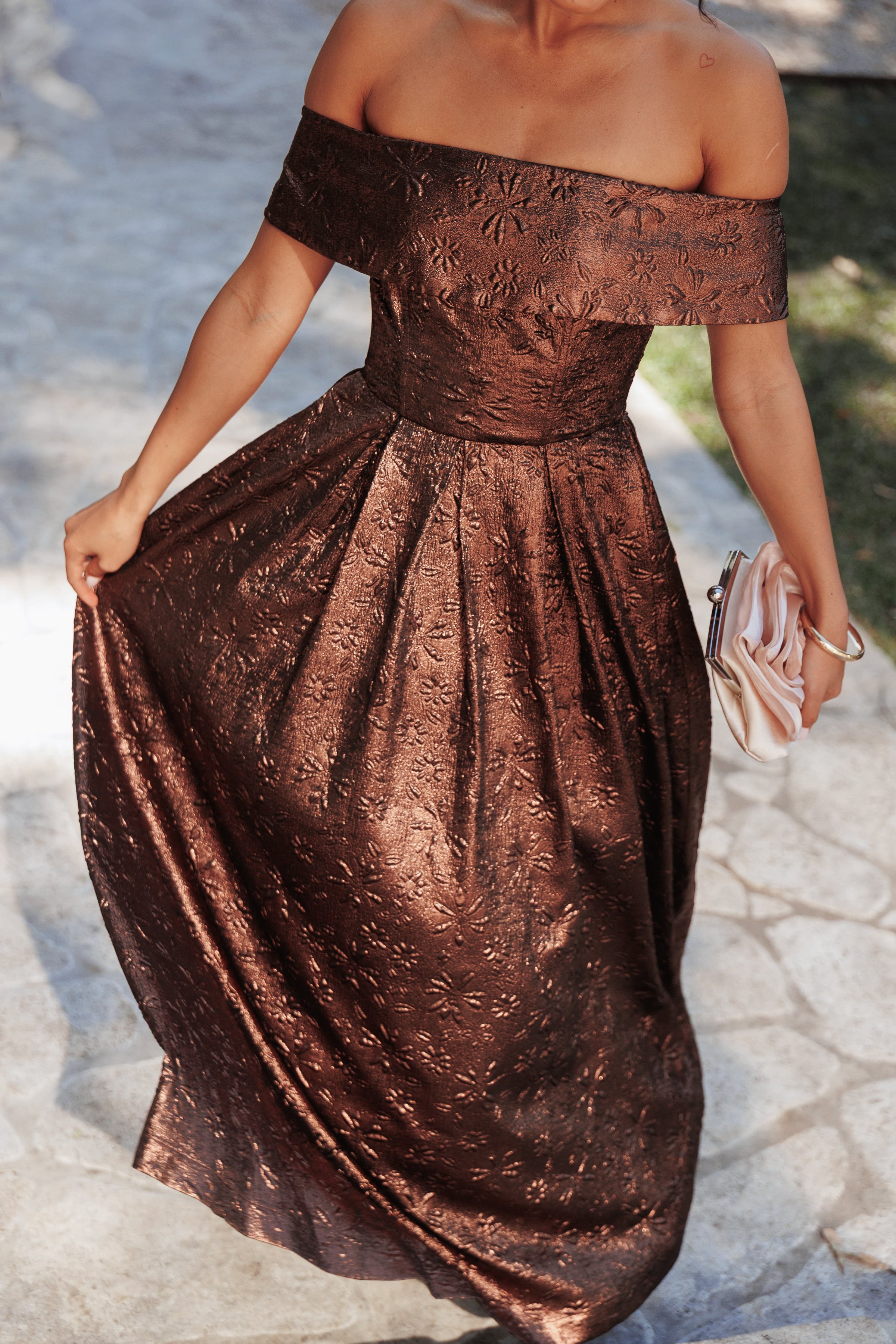 DRESSES Aberdine Maxi Dress - Brown Brocade