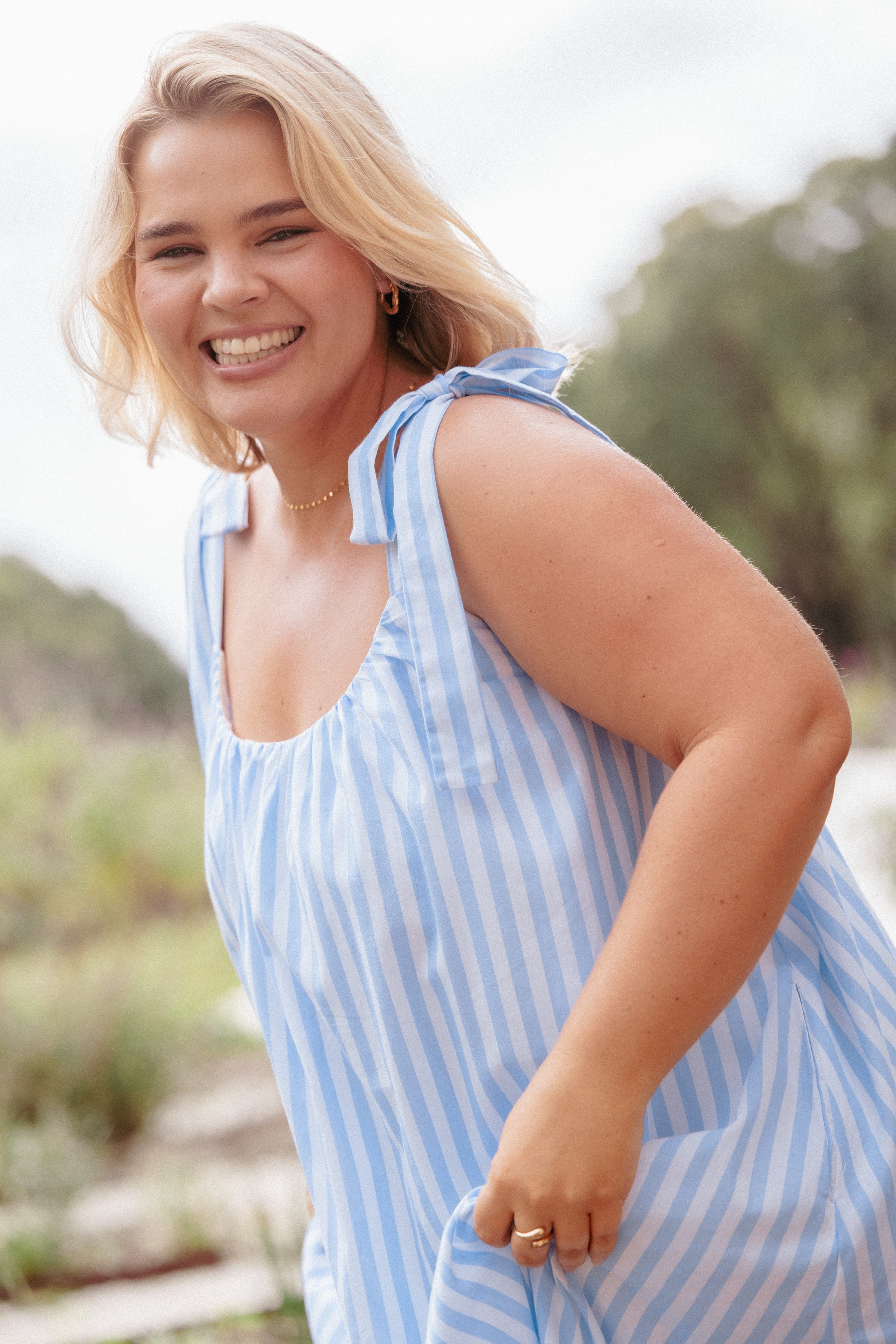 DRESSES Amber Maxi Dress - Pale Blue Stripe
