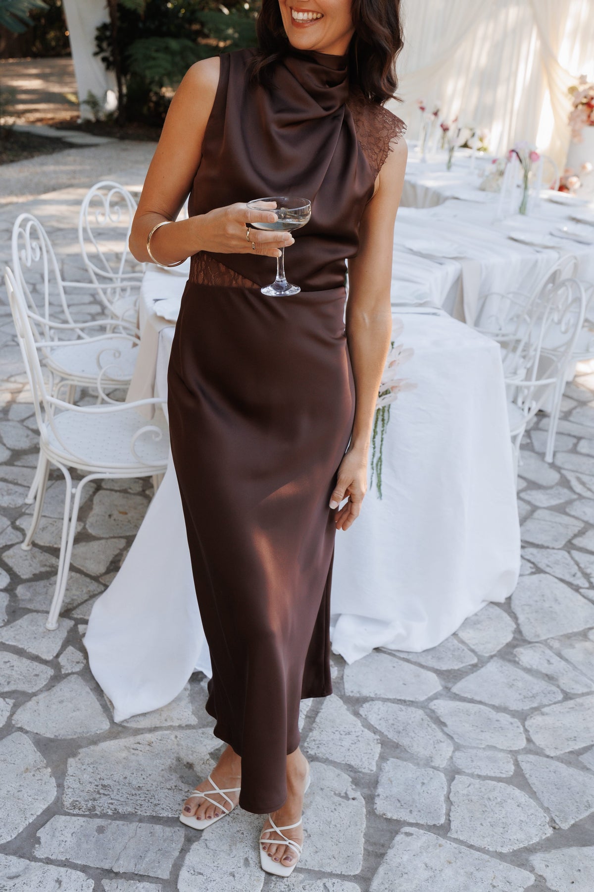 Anabelle Halter Neck Lace Maxi Dress