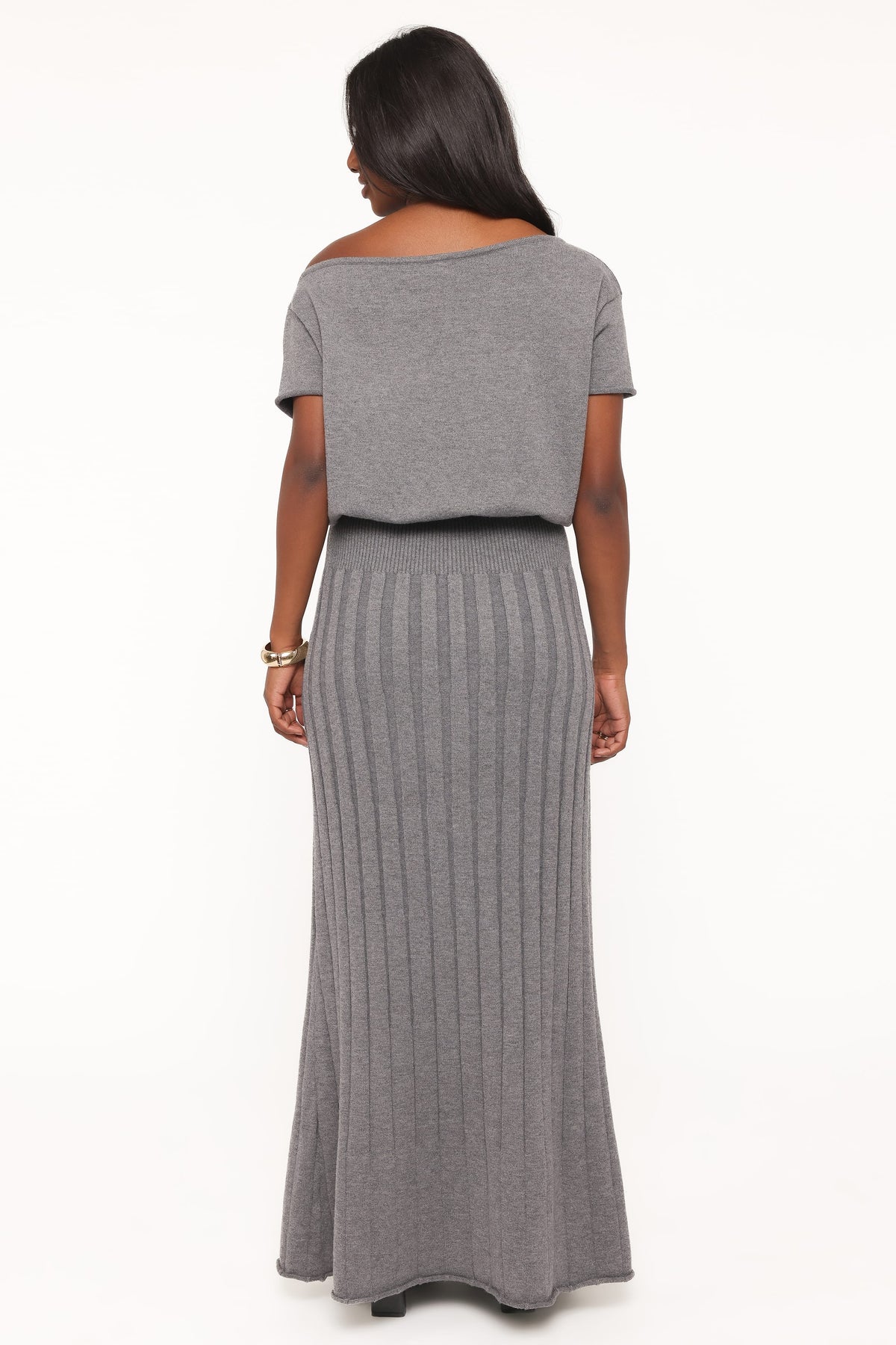 DRESSES Arnie Off Shoulder Midi Dress - Charcoal Grey