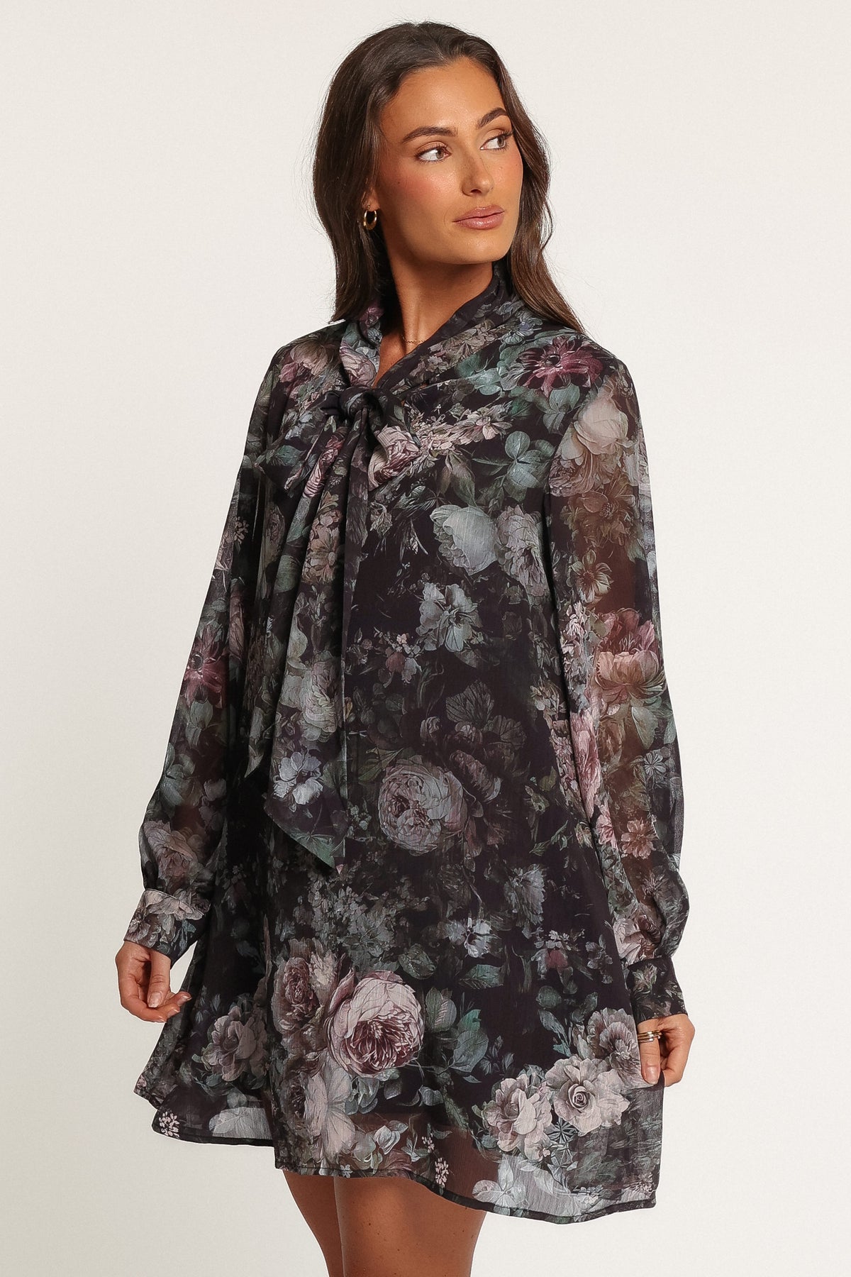 DRESSES Baylie Long Sleeve Mini Dress - Black Rose