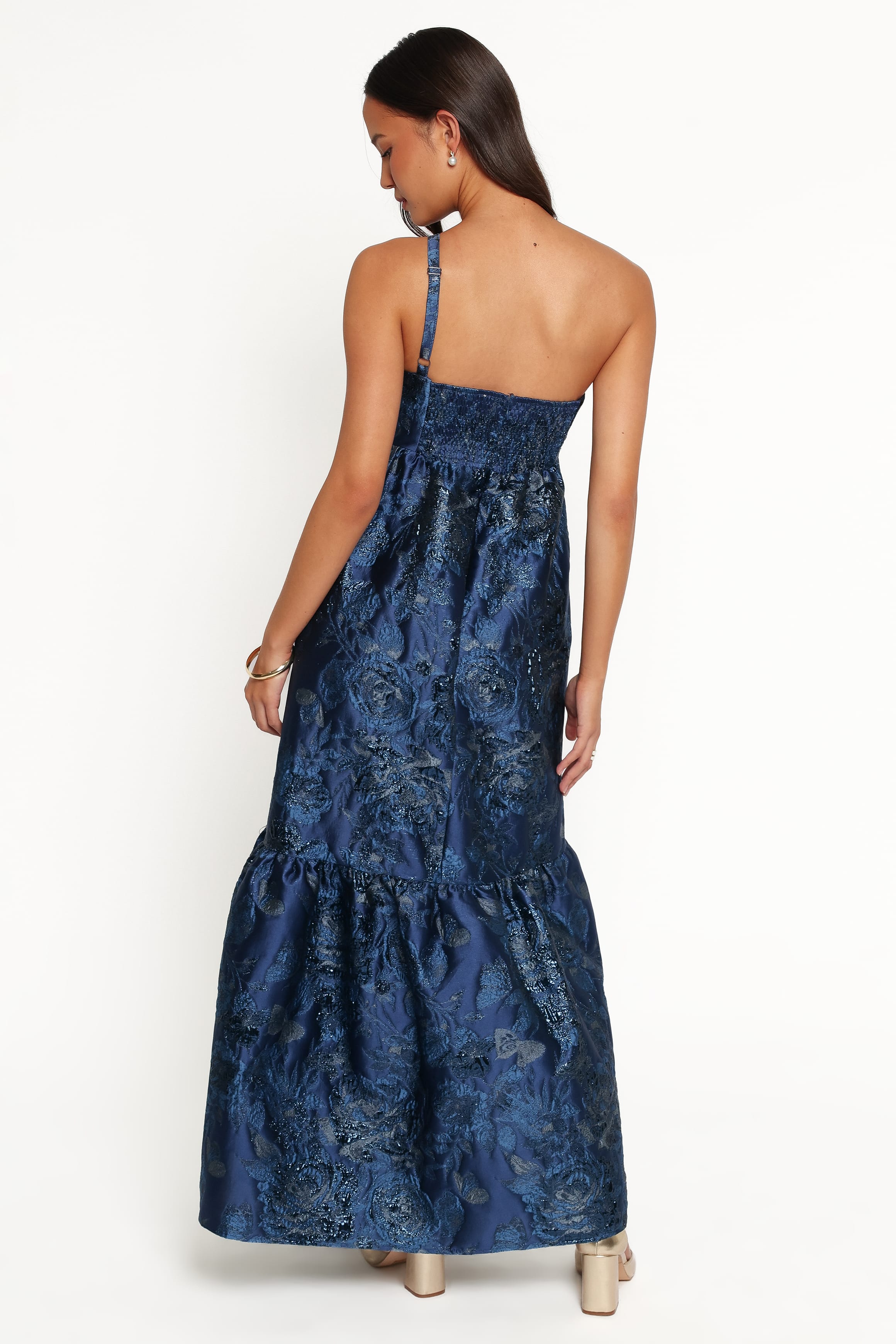 DRESSES Betina Bow Front Maxi Dress - Blue Brocade