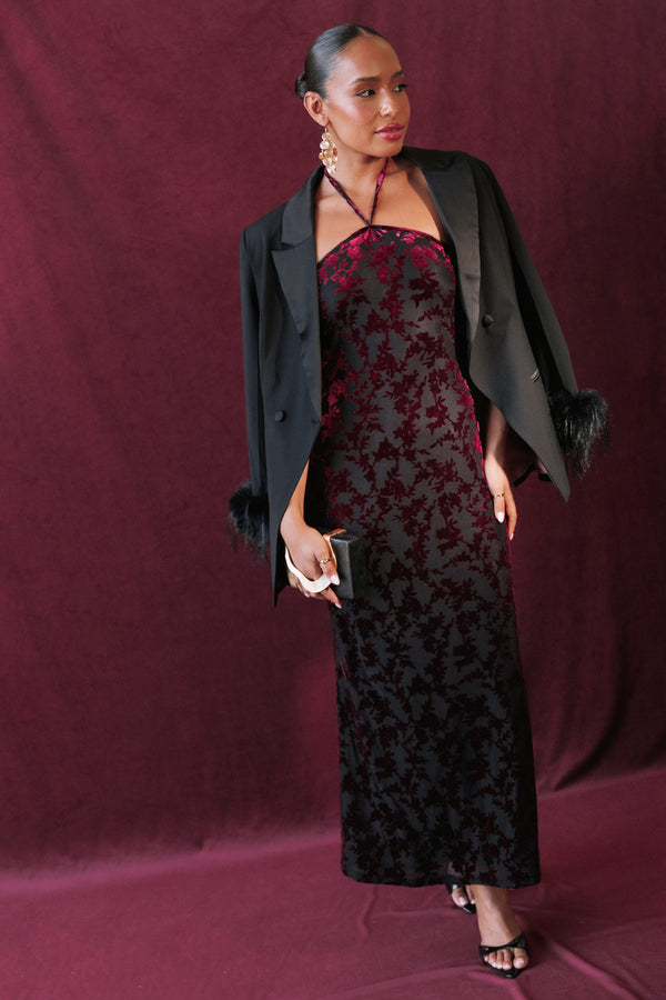 DRESSES Brynne Midi Dress - Berry Velvet Burnout