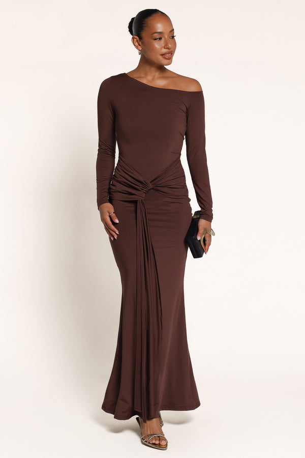 DRESSES Calena Long Sleeve Maxi Dress - Brown