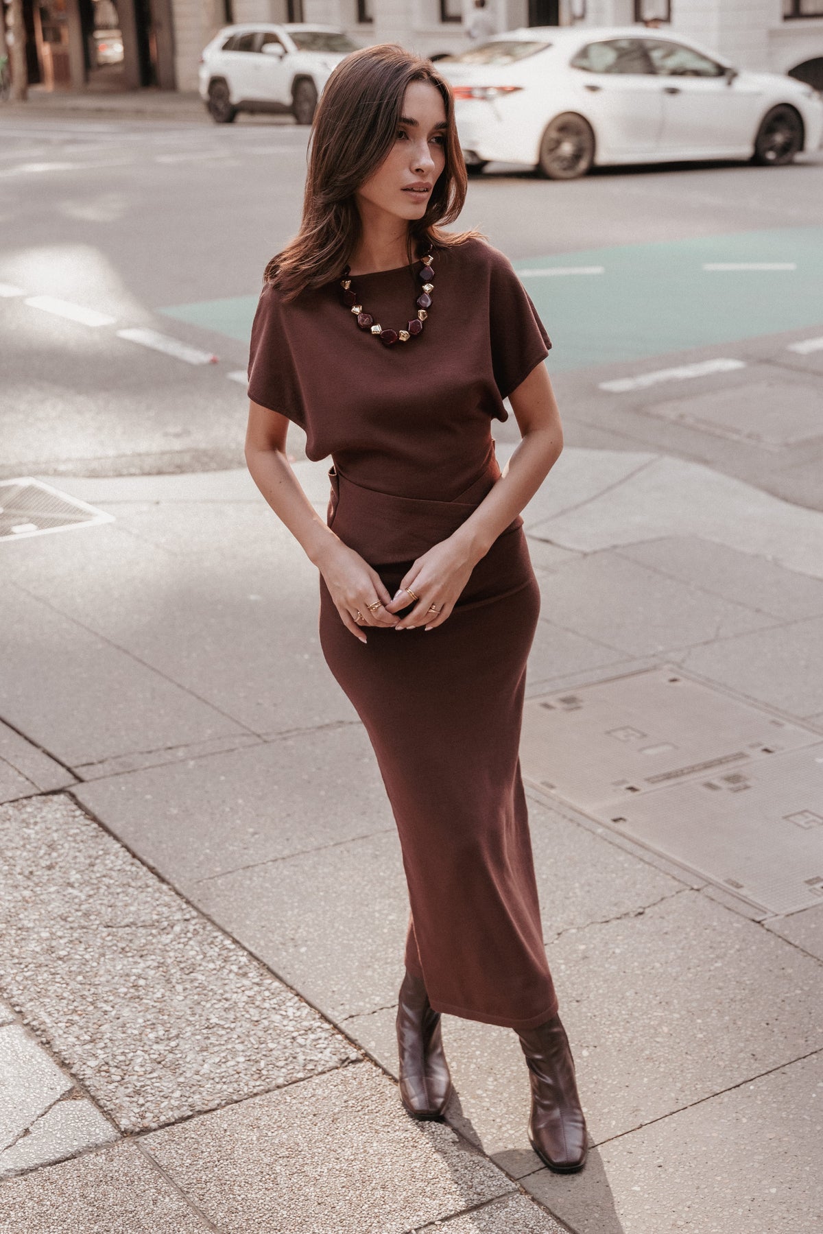 DRESSES Carlina Midi Dress - Brown