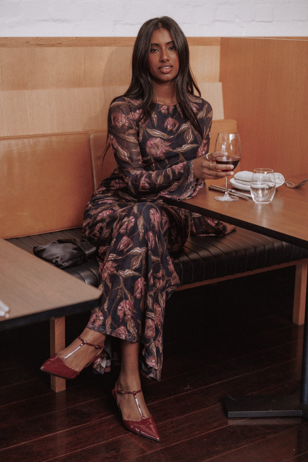 DRESSES Cassidy Long Sleeve Maxi Dress - Dark Plum Floral