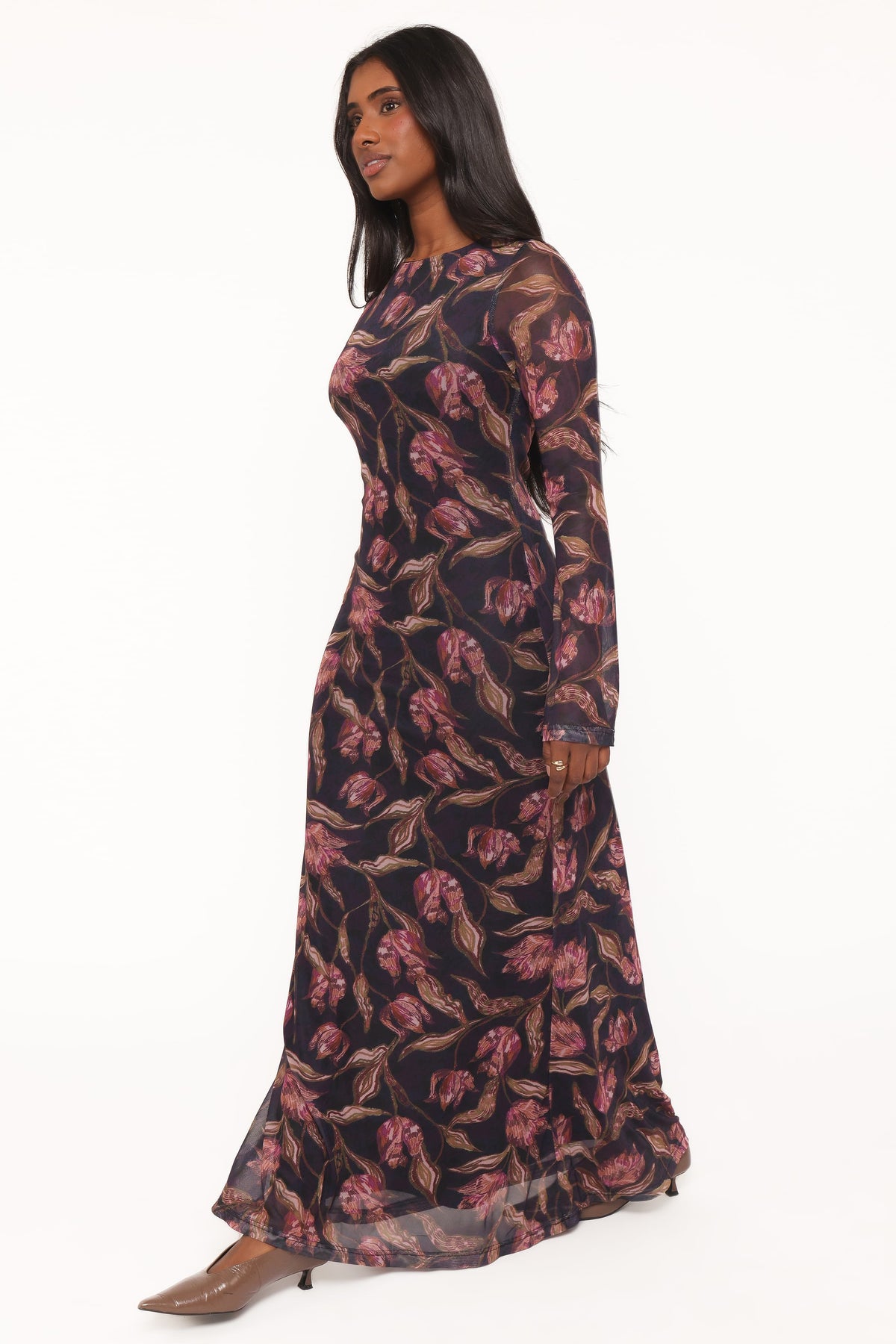 DRESSES Cassidy Long Sleeve Maxi Dress - Dark Plum Floral