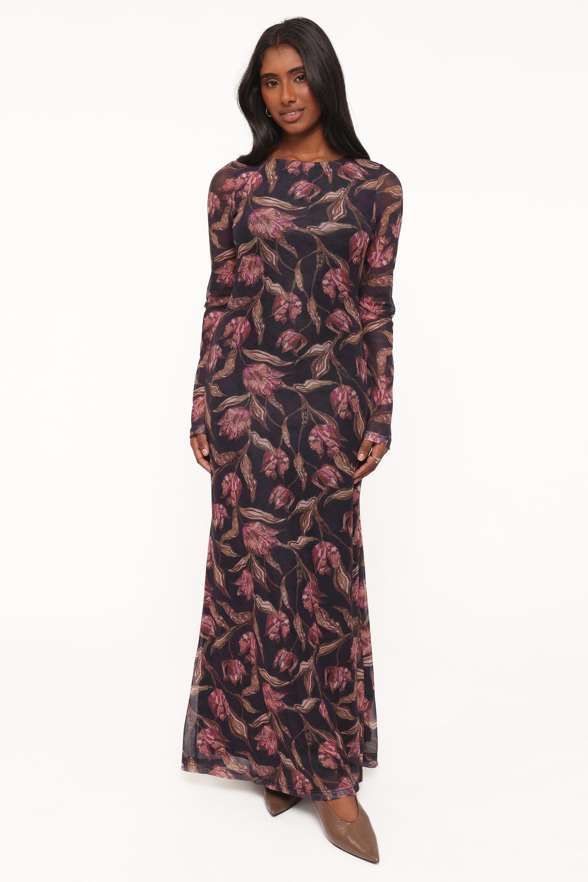 DRESSES Cassidy Long Sleeve Maxi Dress - Dark Plum Floral
