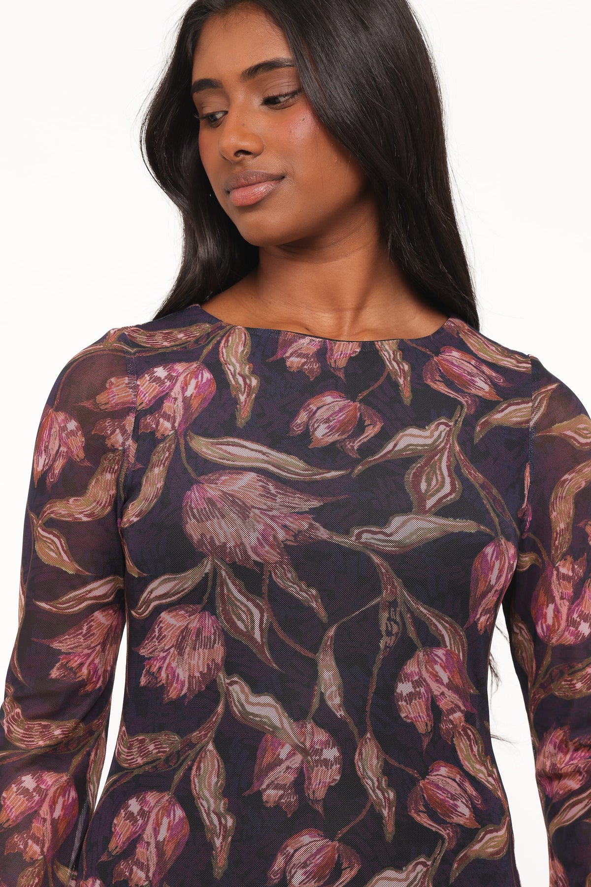 DRESSES Cassidy Long Sleeve Maxi Dress - Dark Plum Floral