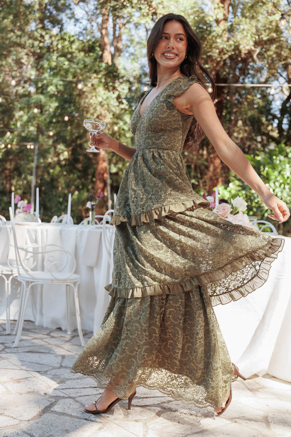DRESSES Cataleya Maxi Dress - Olive Lace