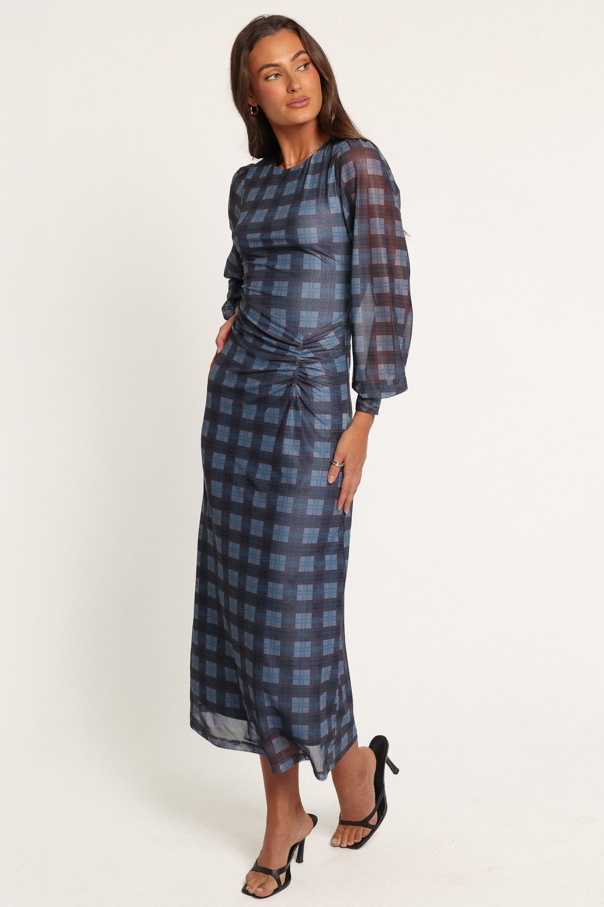 DRESSES Clemens Mesh Maxi Dress - Blue Plaid