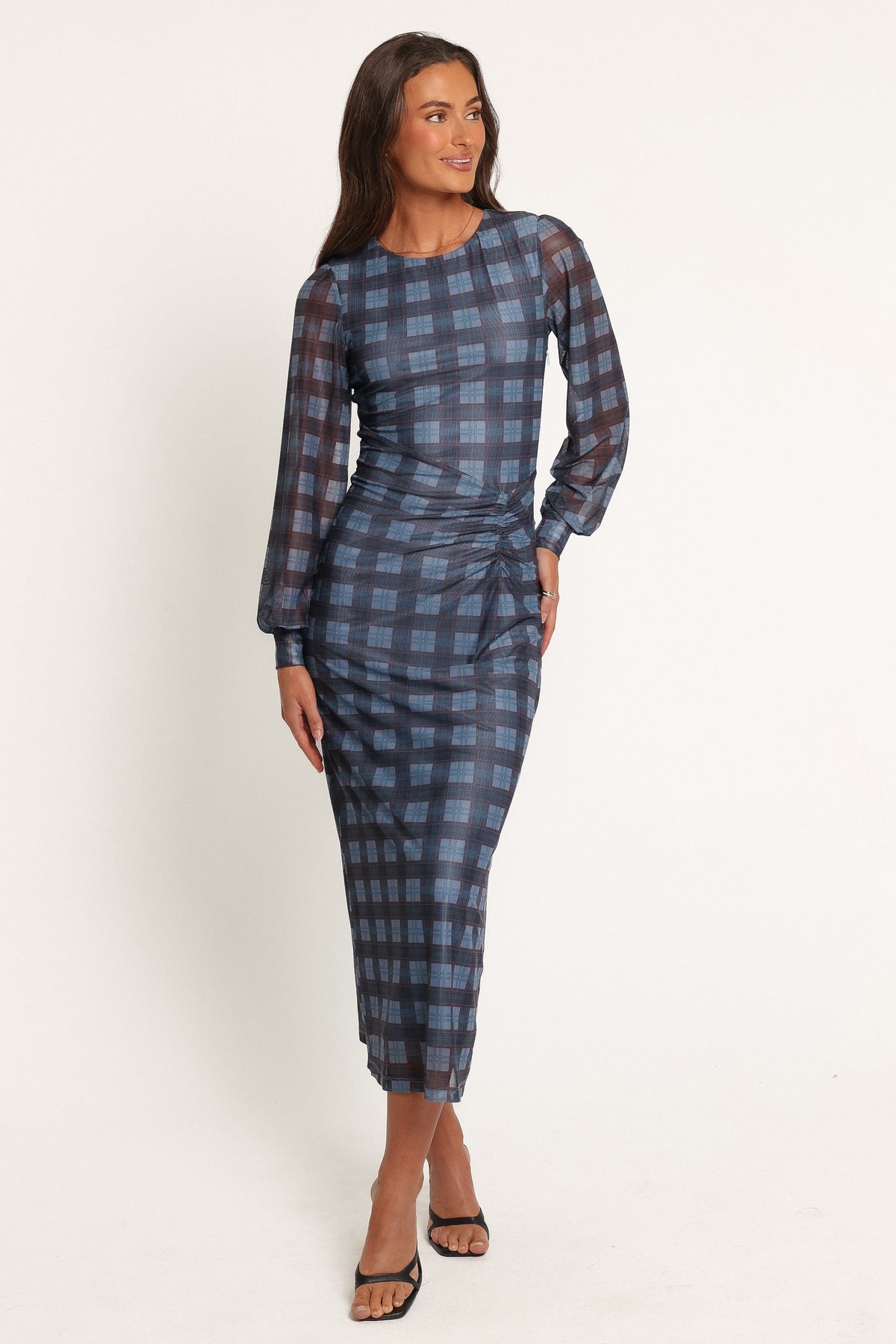DRESSES Clemens Mesh Maxi Dress - Blue Plaid