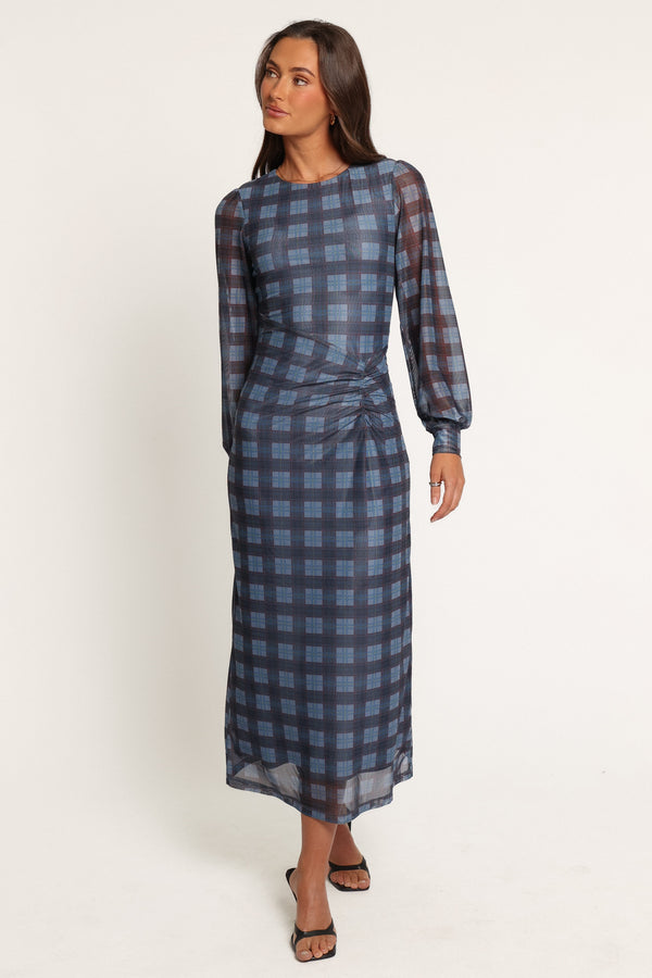 DRESSES Clemens Mesh Maxi Dress - Blue Plaid