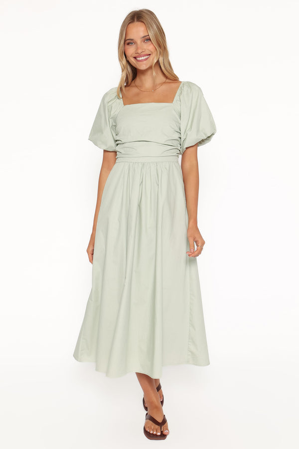 DRESSES Clo Puff Sleeve Midi Dress - Sage Green
