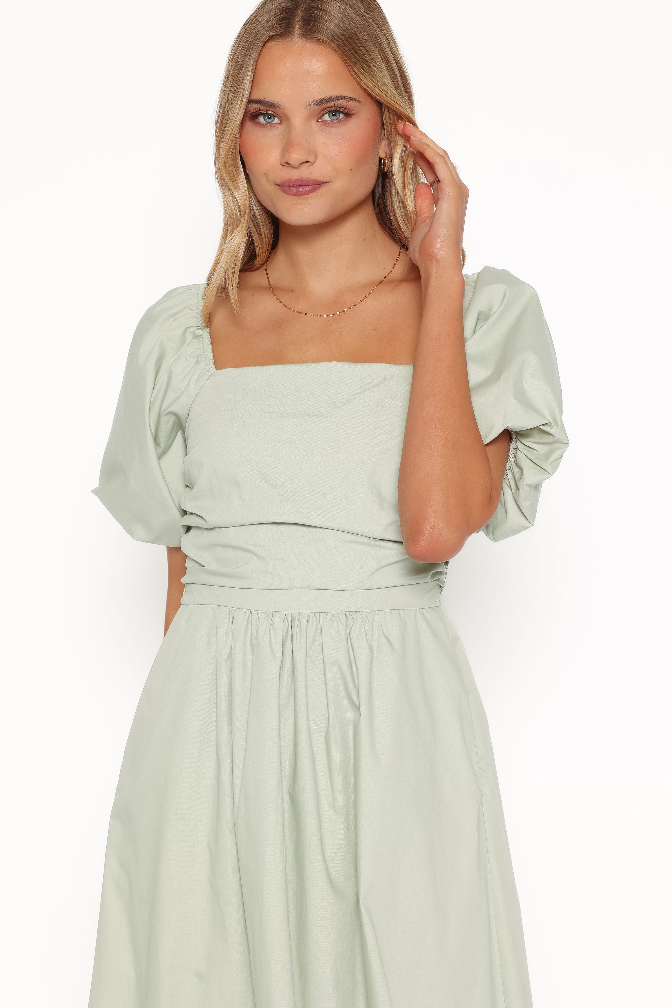 DRESSES Clo Puff Sleeve Midi Dress - Sage Green