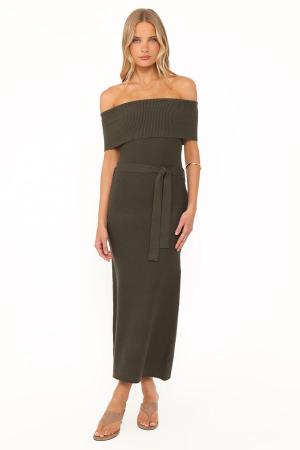 DRESSES Colleen Off Shoulder Maxi Dress - Olive Green