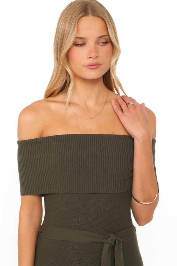 DRESSES Colleen Off Shoulder Maxi Dress - Olive Green