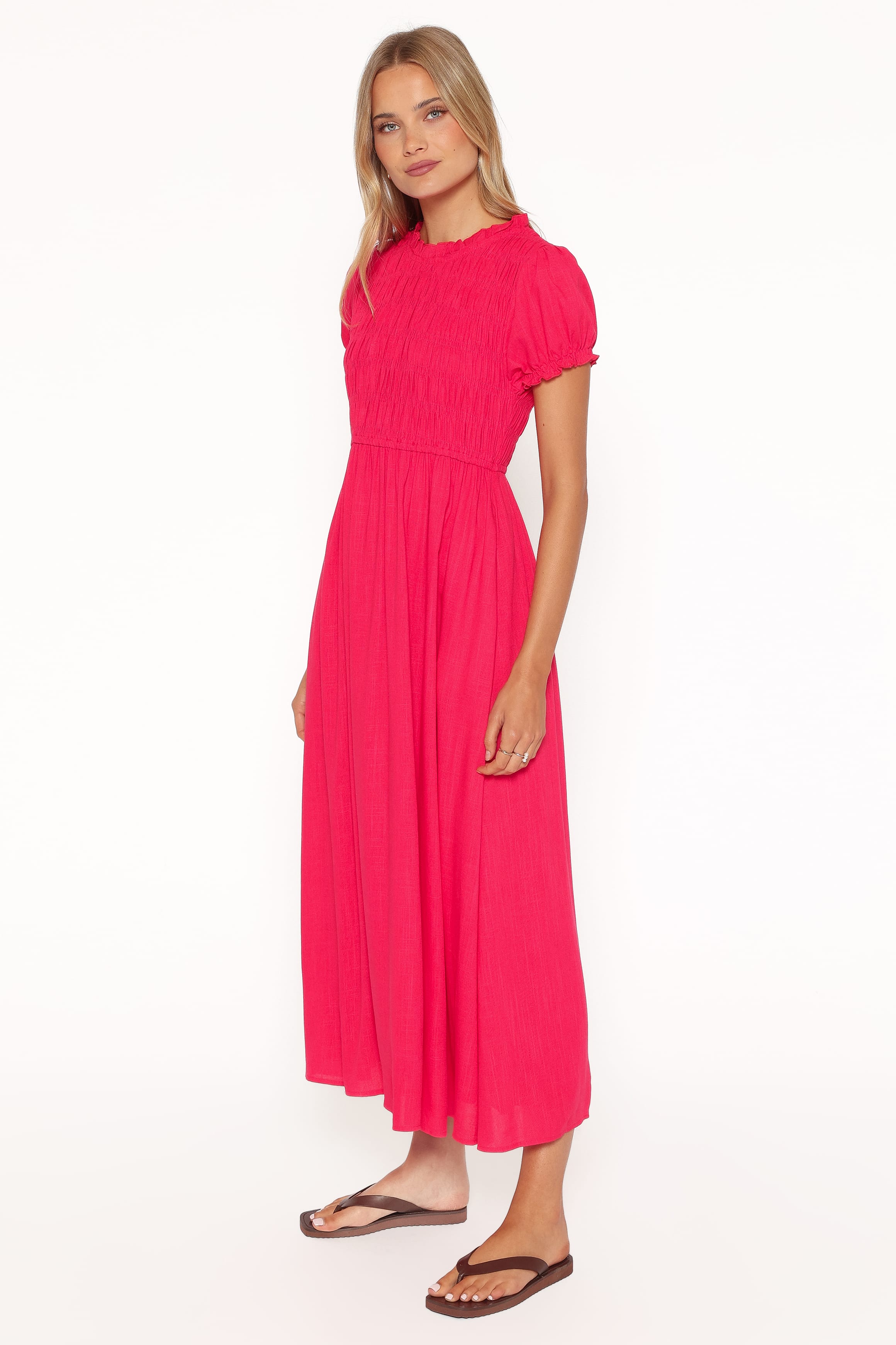 DRESSES Darla Puff Sleeve Dress - Hot Coral
