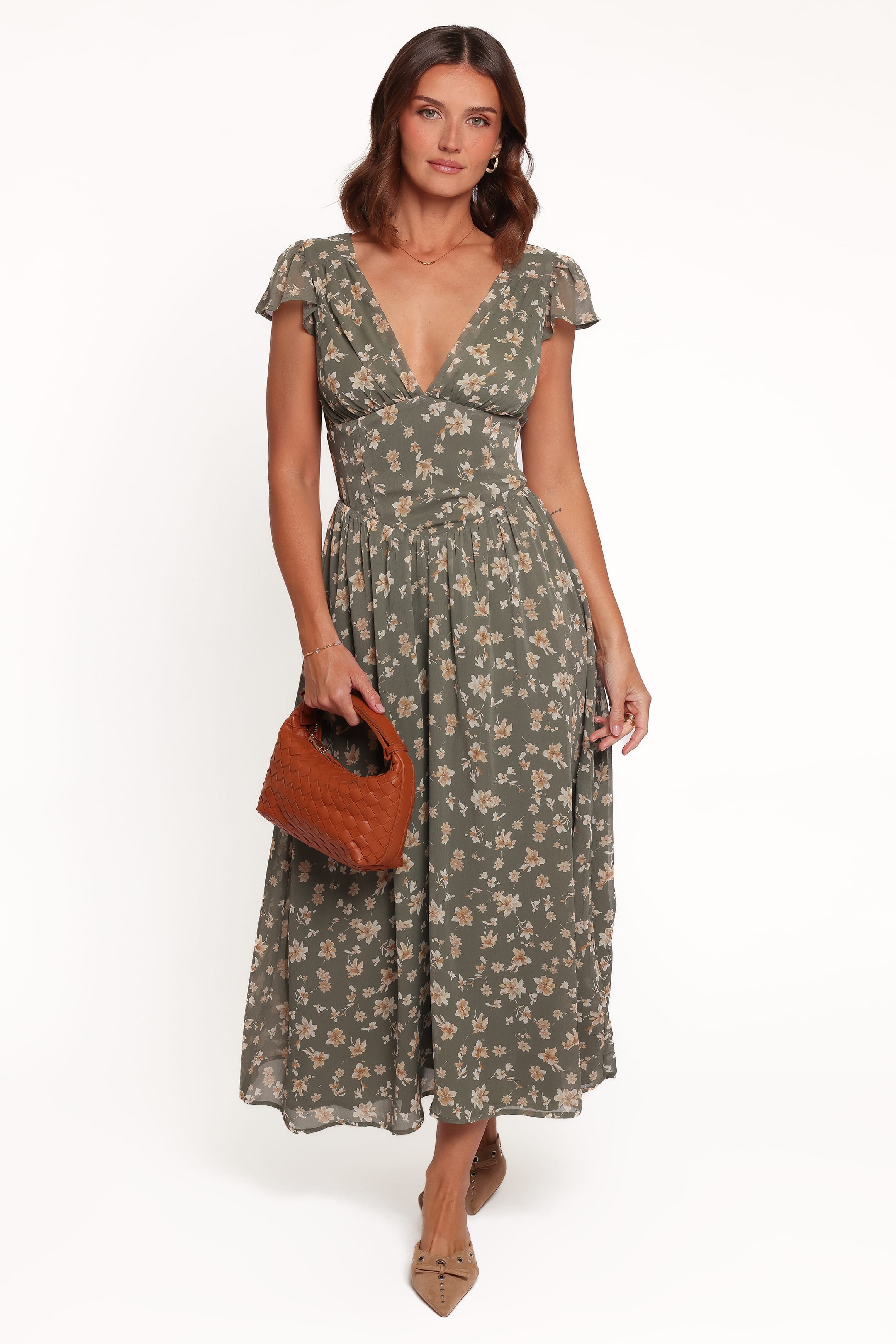 DRESSES Davie Midi Dress - Olive Floral