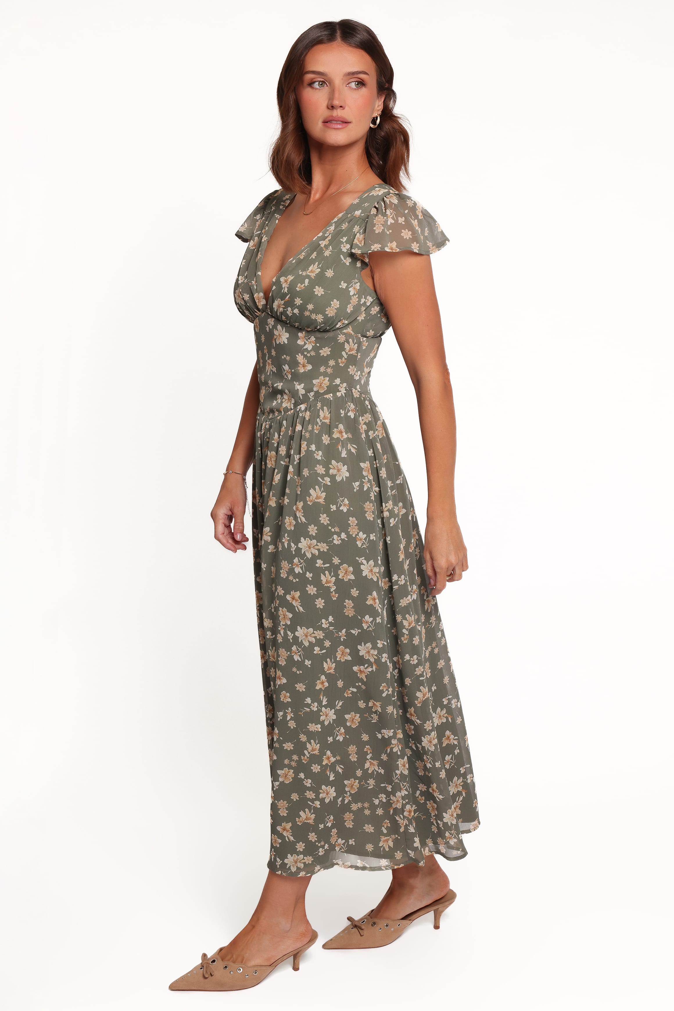 DRESSES Davie Midi Dress - Olive Floral