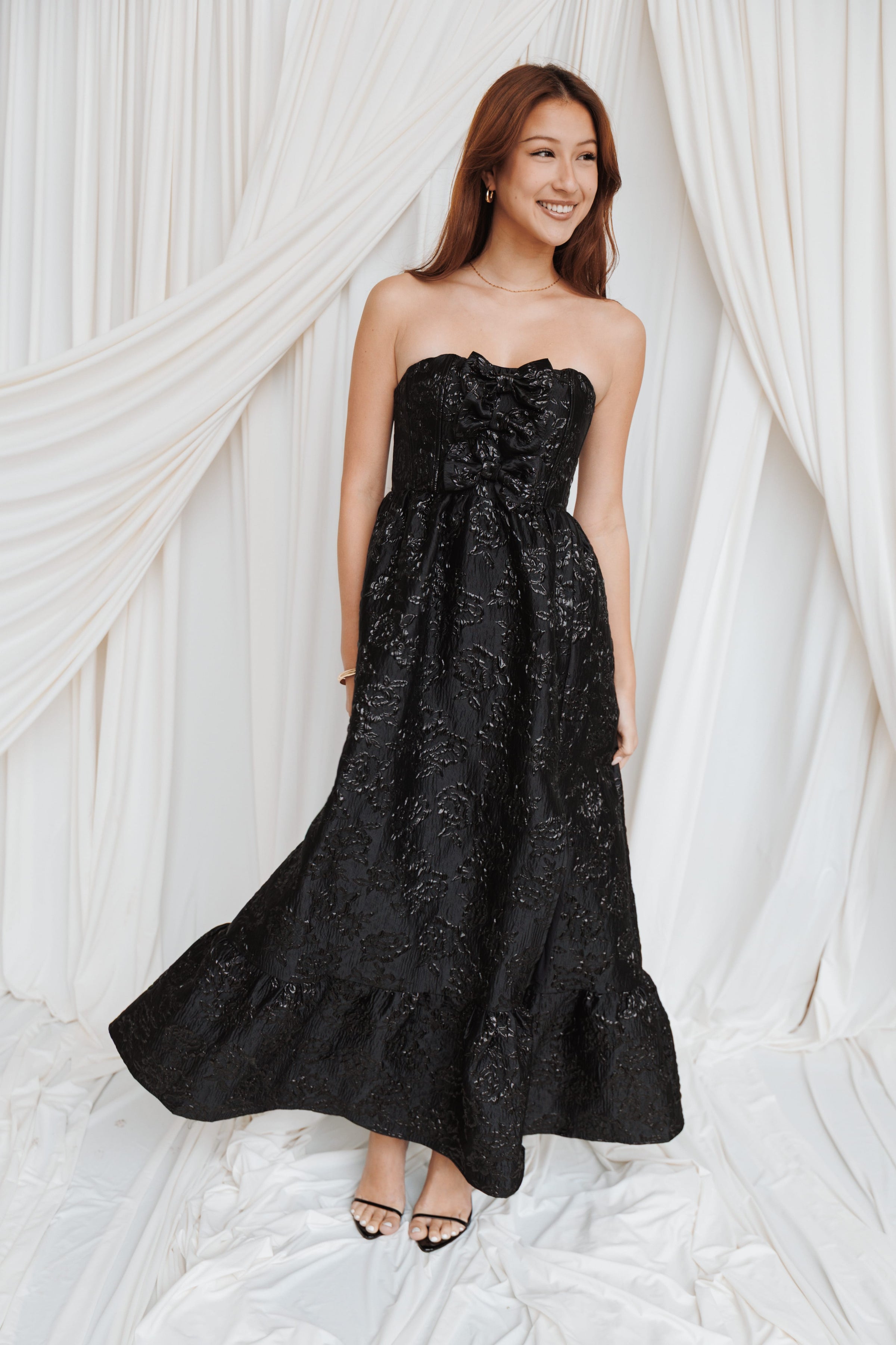DRESSES Delphira Maxi Dress - Black Brocade