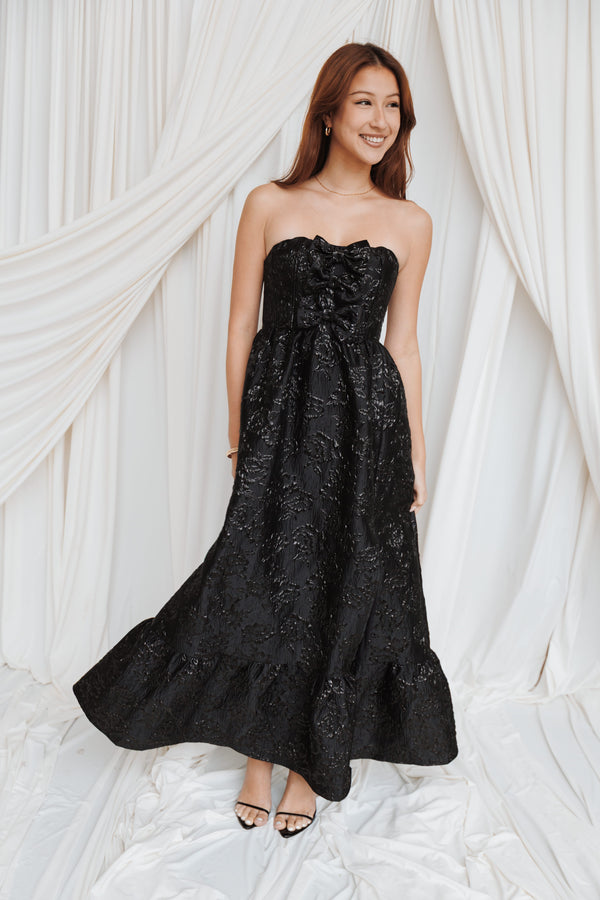 DRESSES Delphira Maxi Dress - Black Brocade