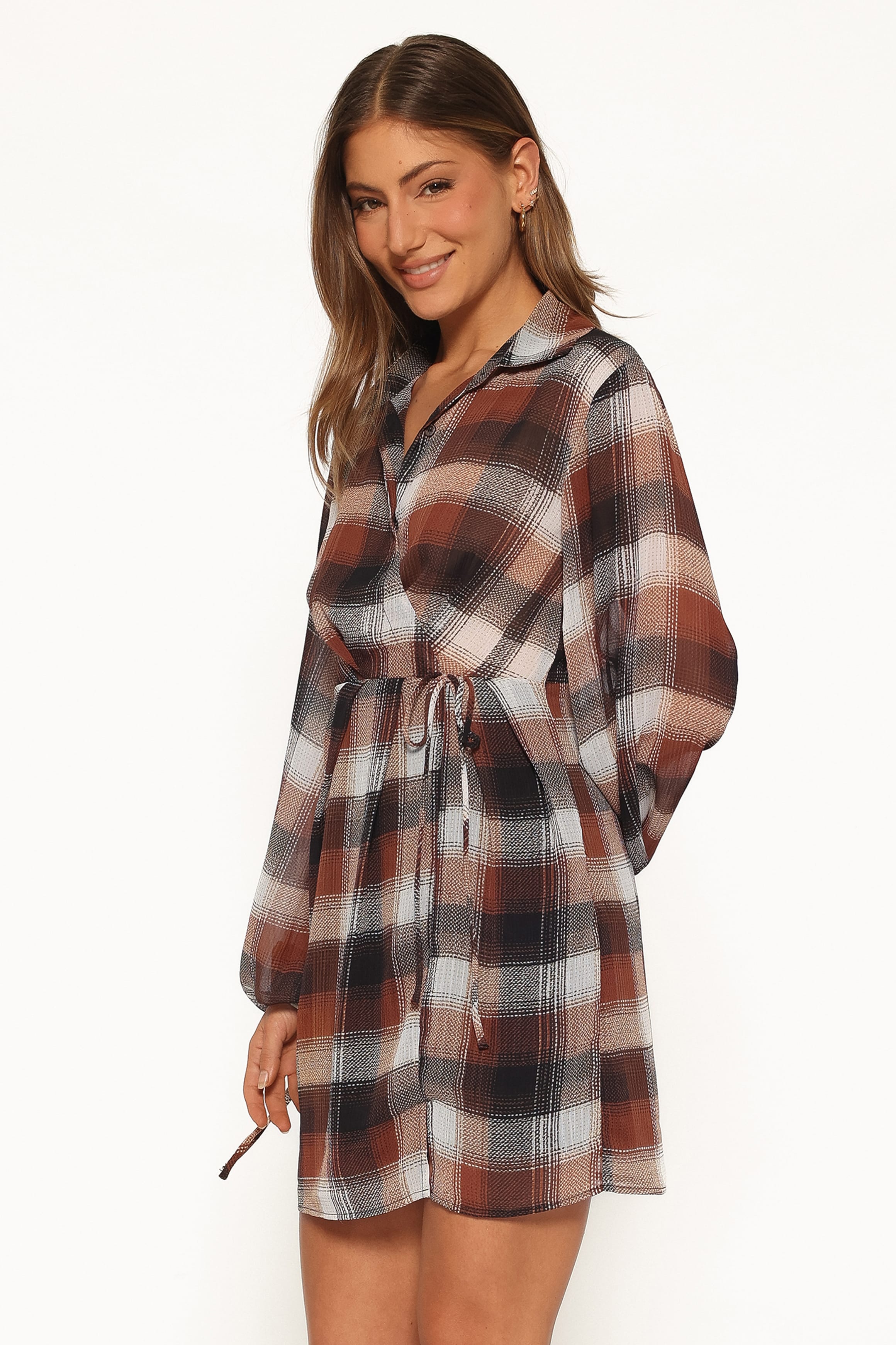 DRESSES Eadie Long Sleeve Mini Dress - Plaid