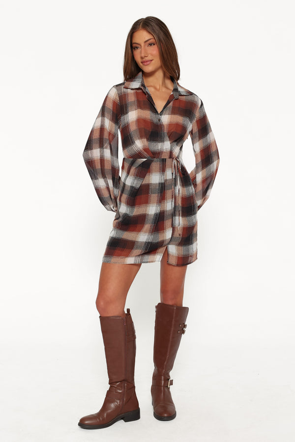 DRESSES Eadie Long Sleeve Mini Dress - Plaid