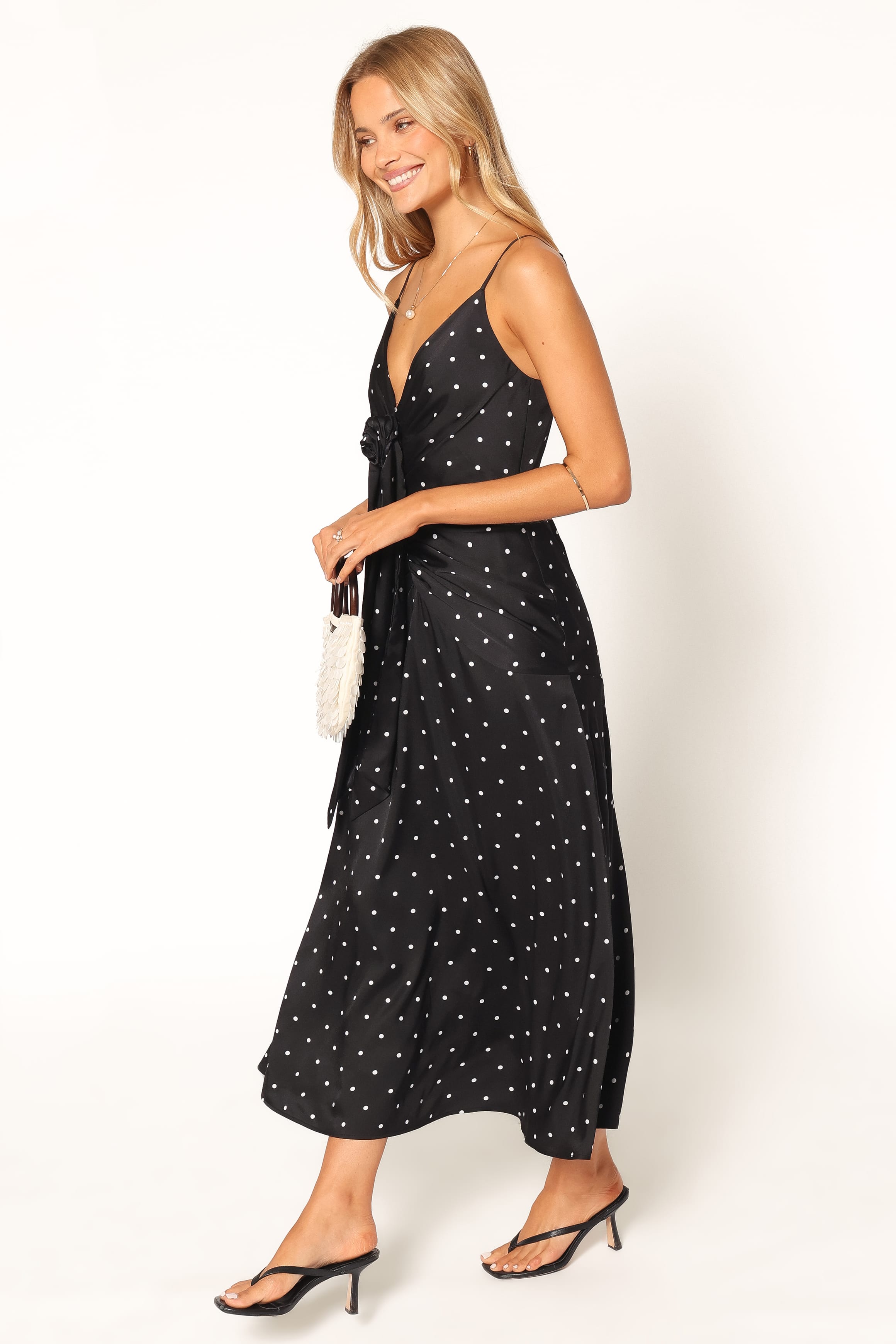 DRESSES Eluna Midi Dress - Black/Cream Polka Dot