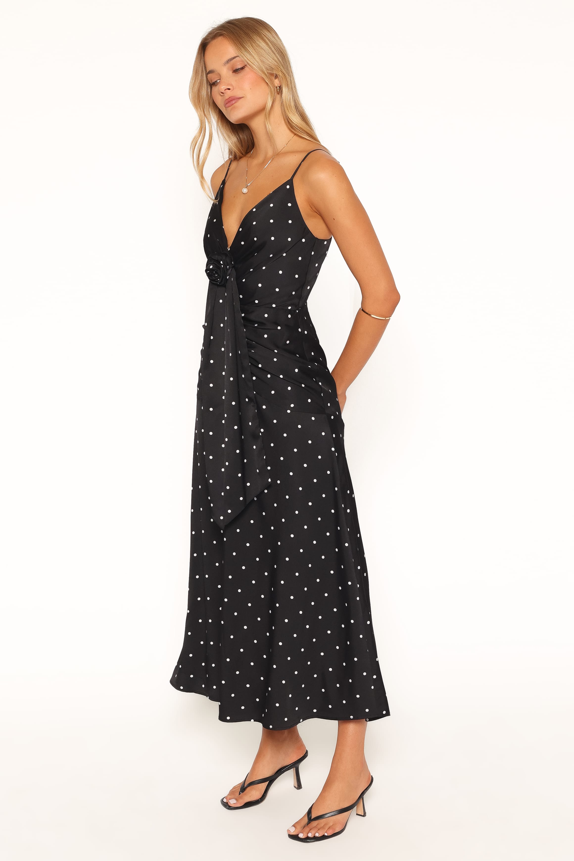 DRESSES Eluna Midi Dress - Black/Cream Polka Dot