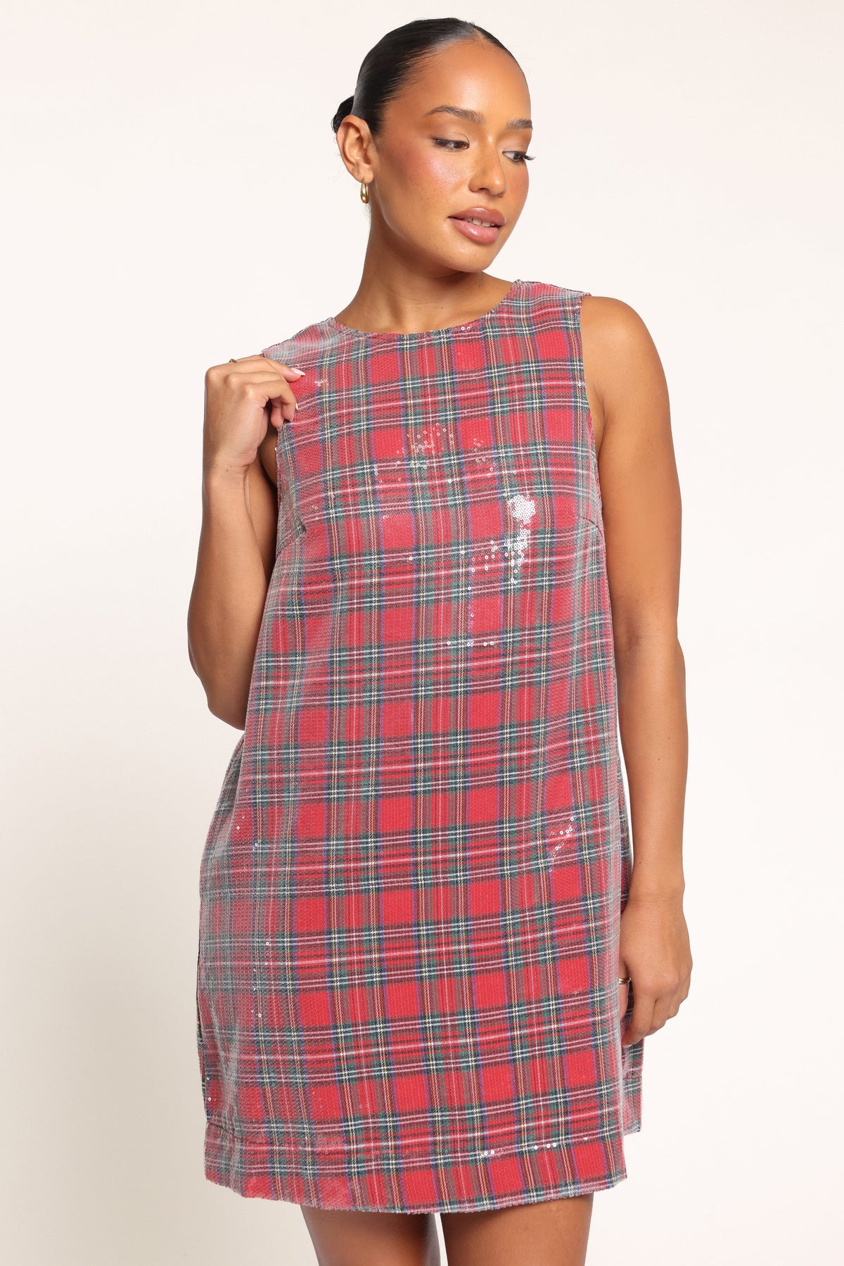 DRESSES Evania Mini Dress - Red Sequin Tartan