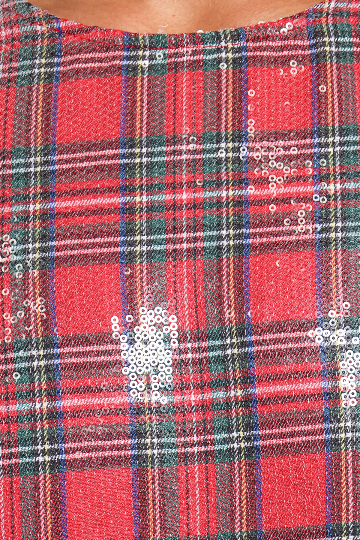 DRESSES Evania Mini Dress - Red Sequin Tartan