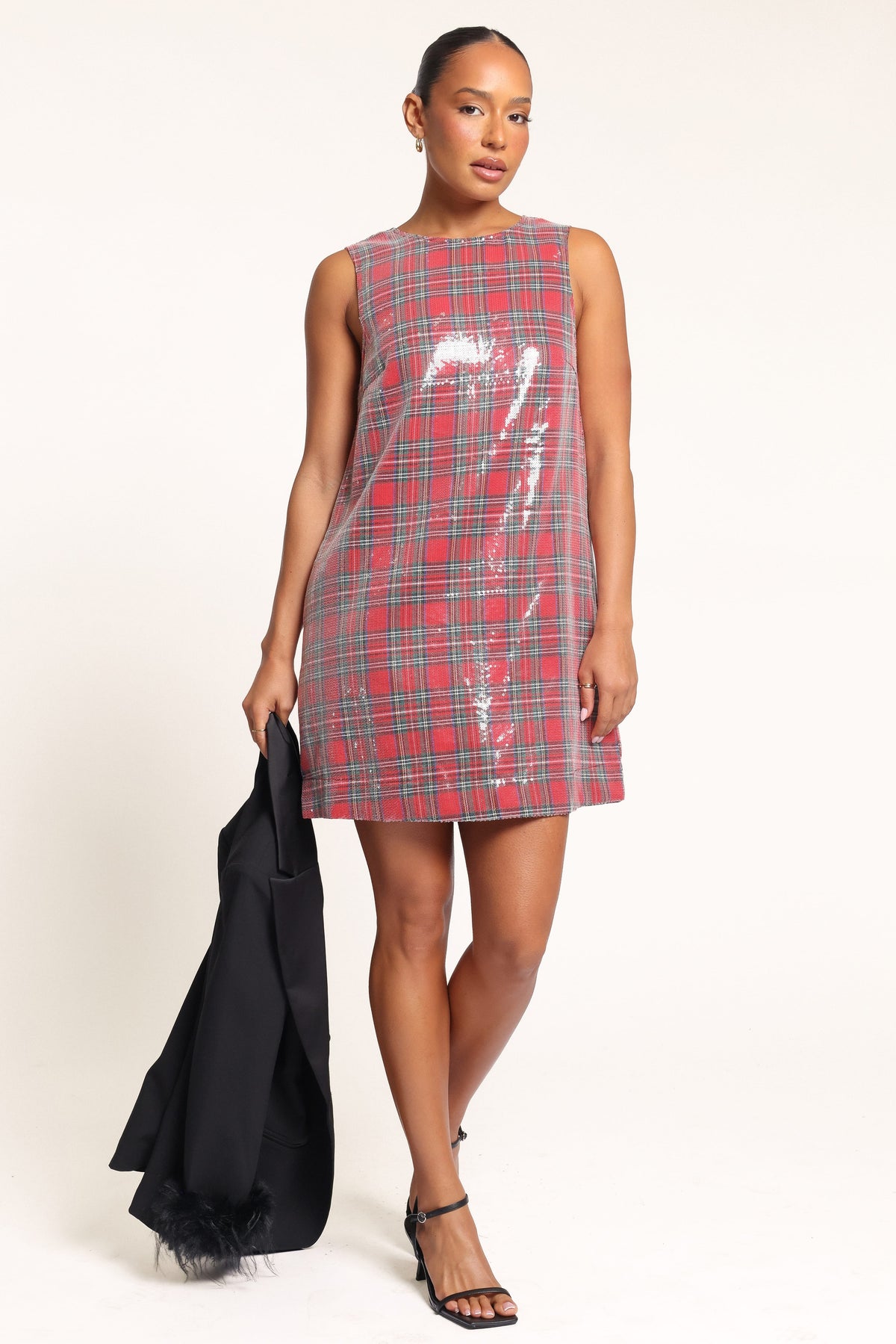 DRESSES Evania Mini Dress - Red Sequin Tartan