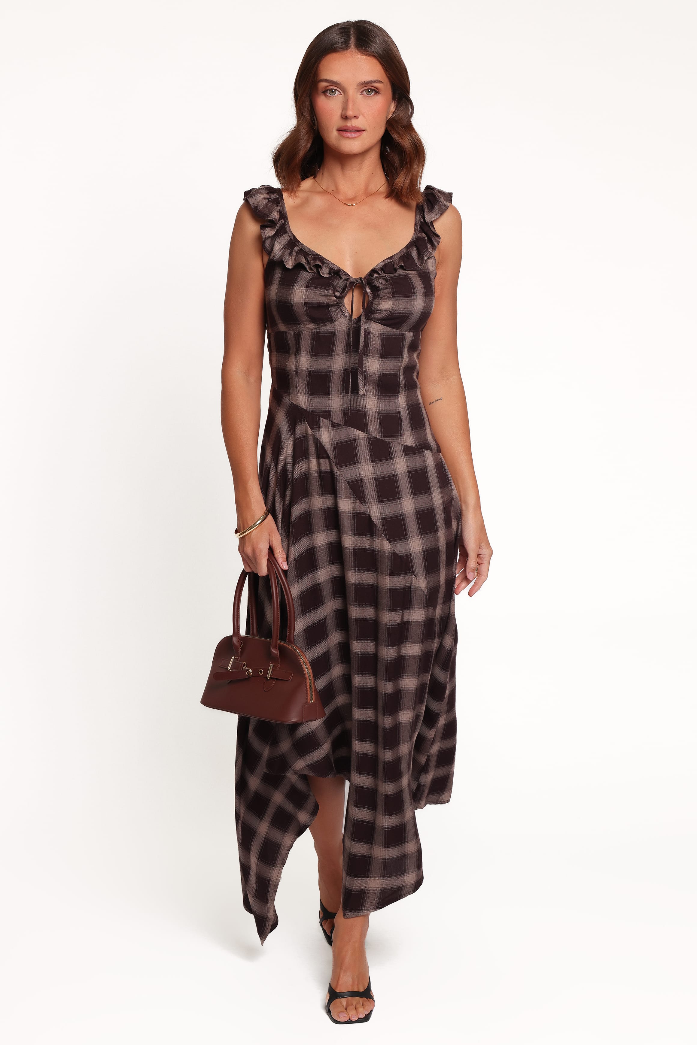 DRESSES Farrell Midi Dress - Brown Plaid