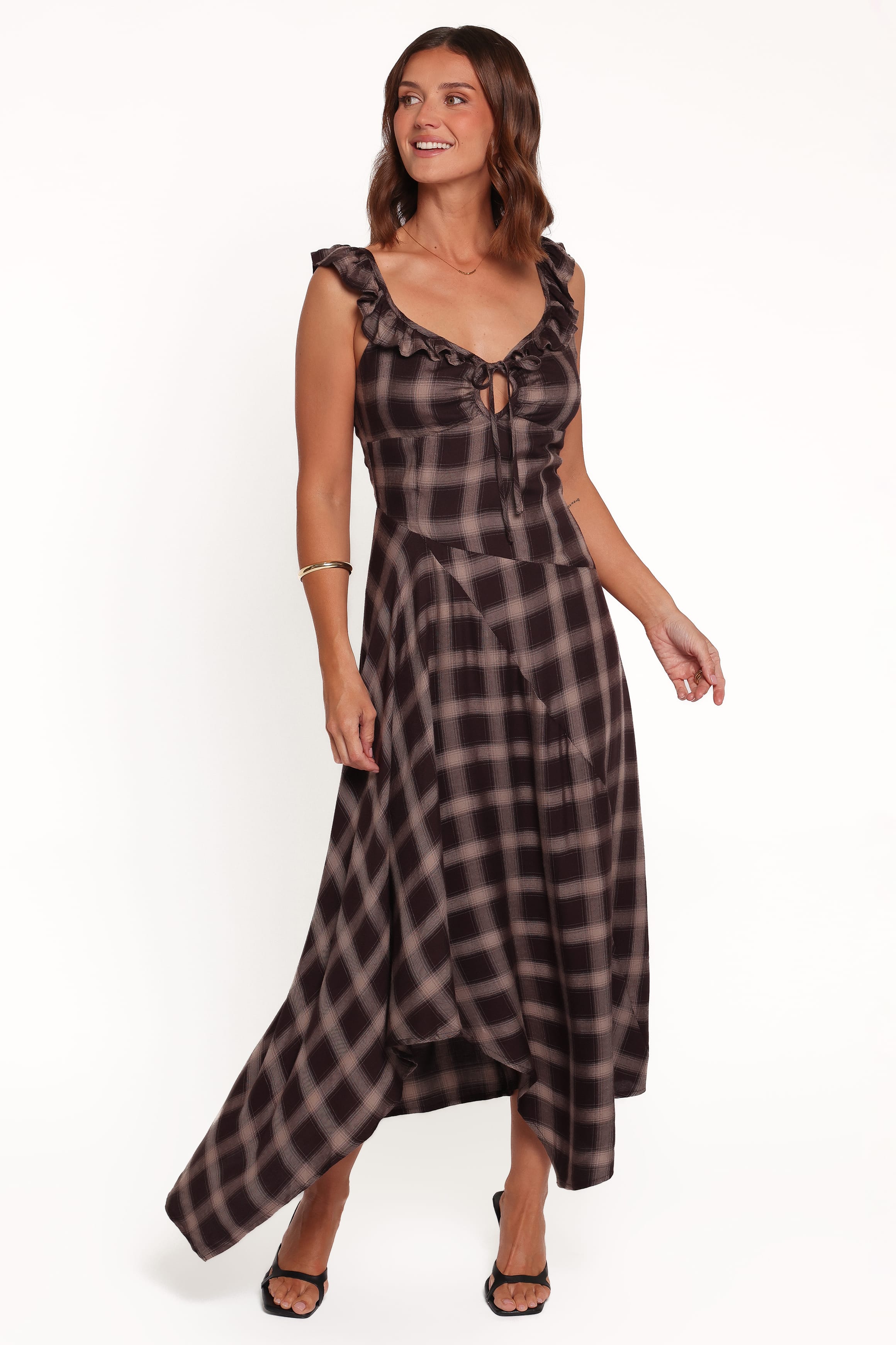 DRESSES Farrell Midi Dress - Brown Plaid