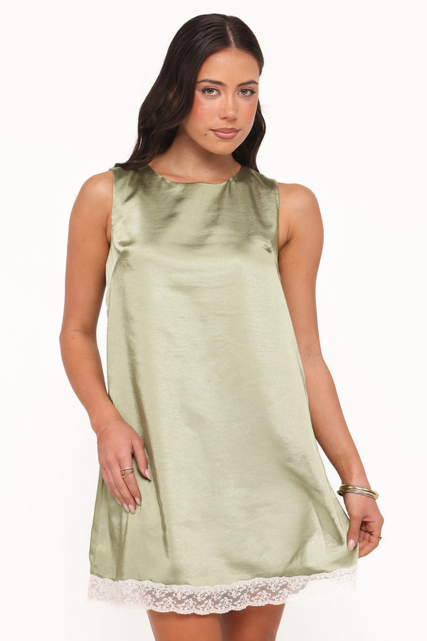 DRESSES Gretel Mini Dress - Green/Cream