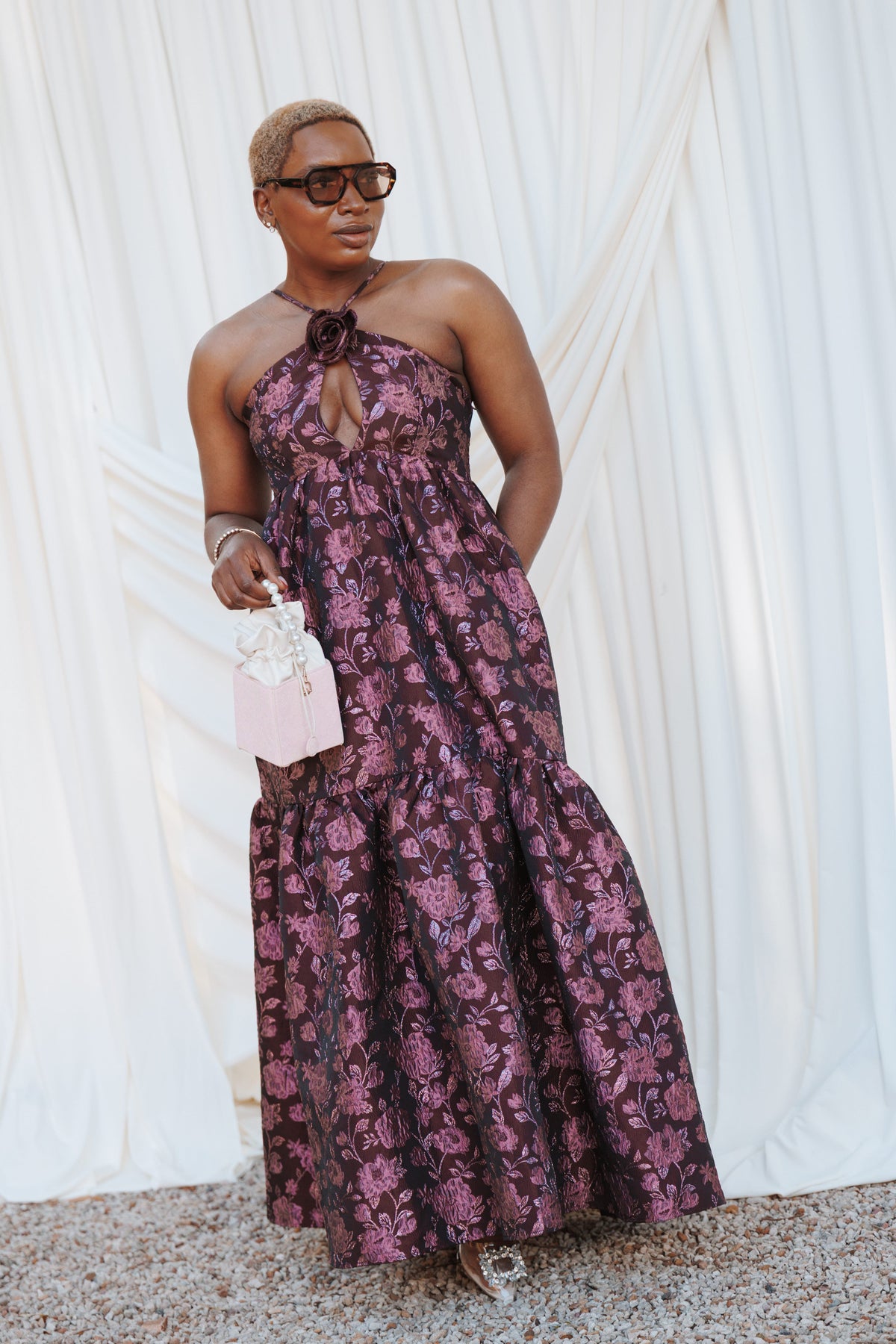Jasminda Maxi Dress - Plum Brocade