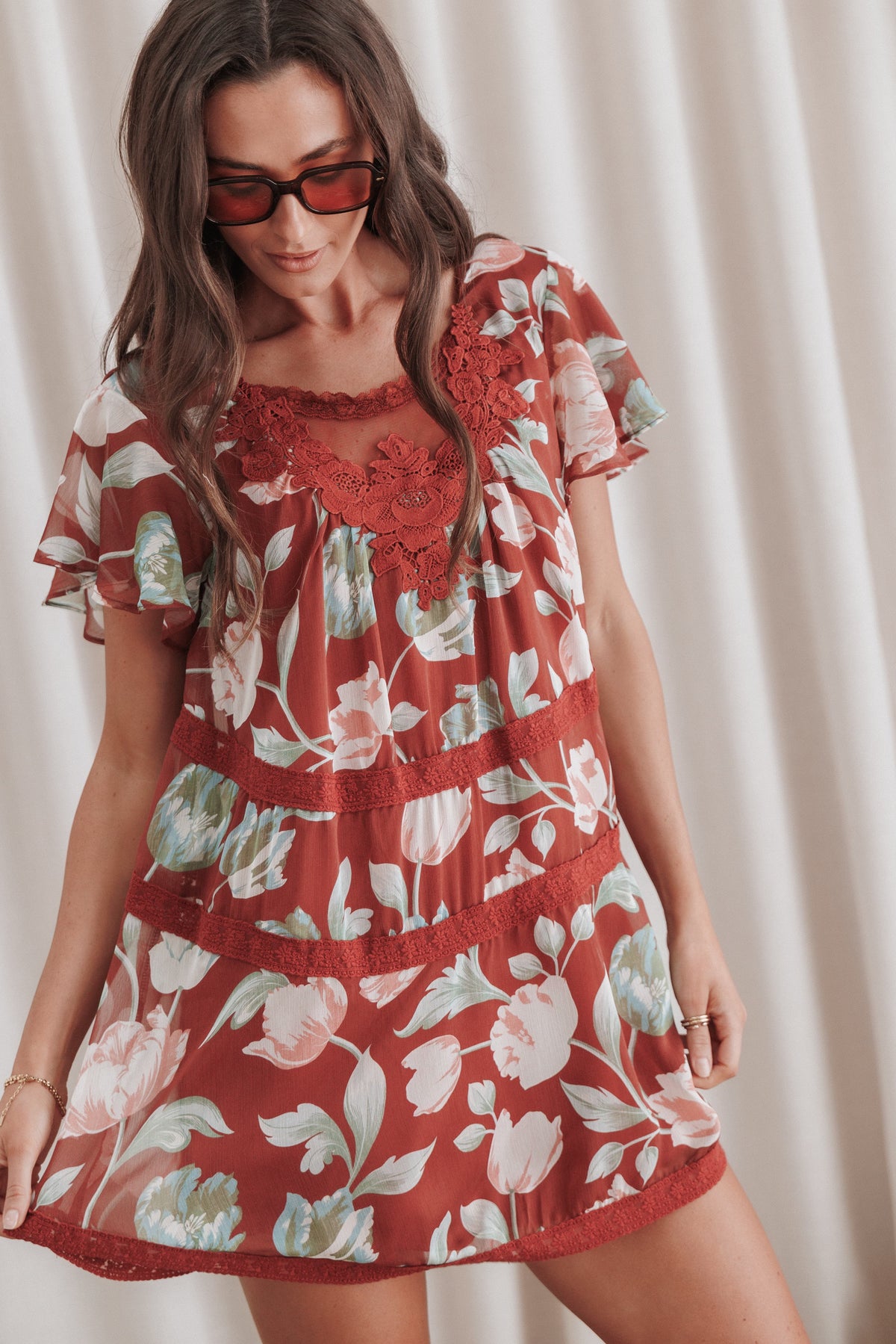 DRESSES Java Mini Dress - Red Tulip Floral