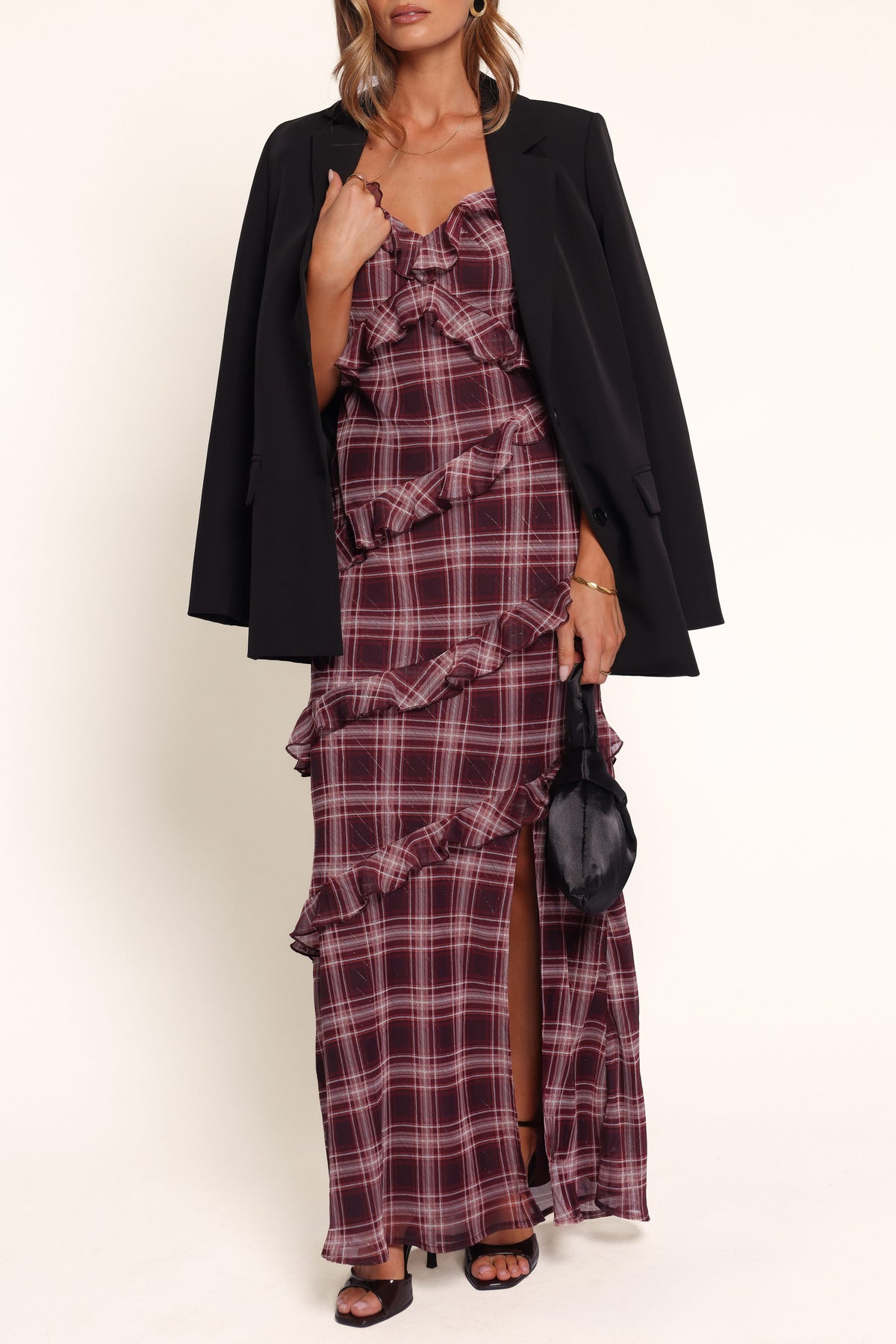 DRESSES Jianna Maxi Dress - Burgundy Plaid