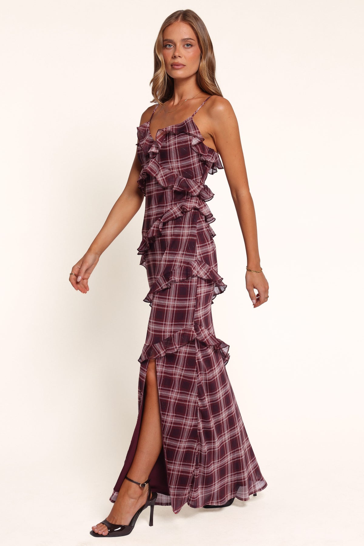 DRESSES Jianna Maxi Dress - Burgundy Plaid